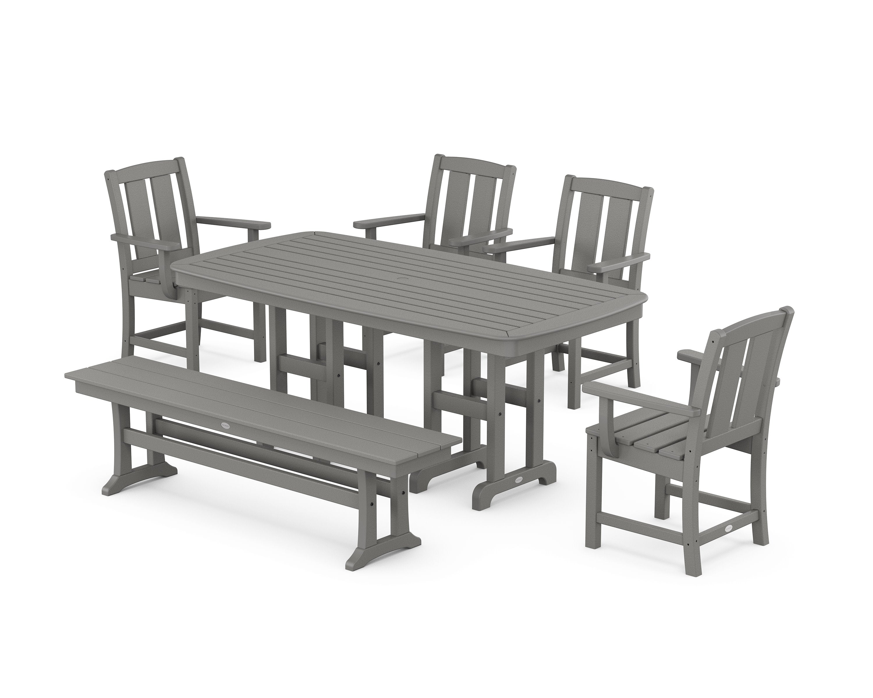 Mission 6-Piece Dining Set with Bench in Slate Grey