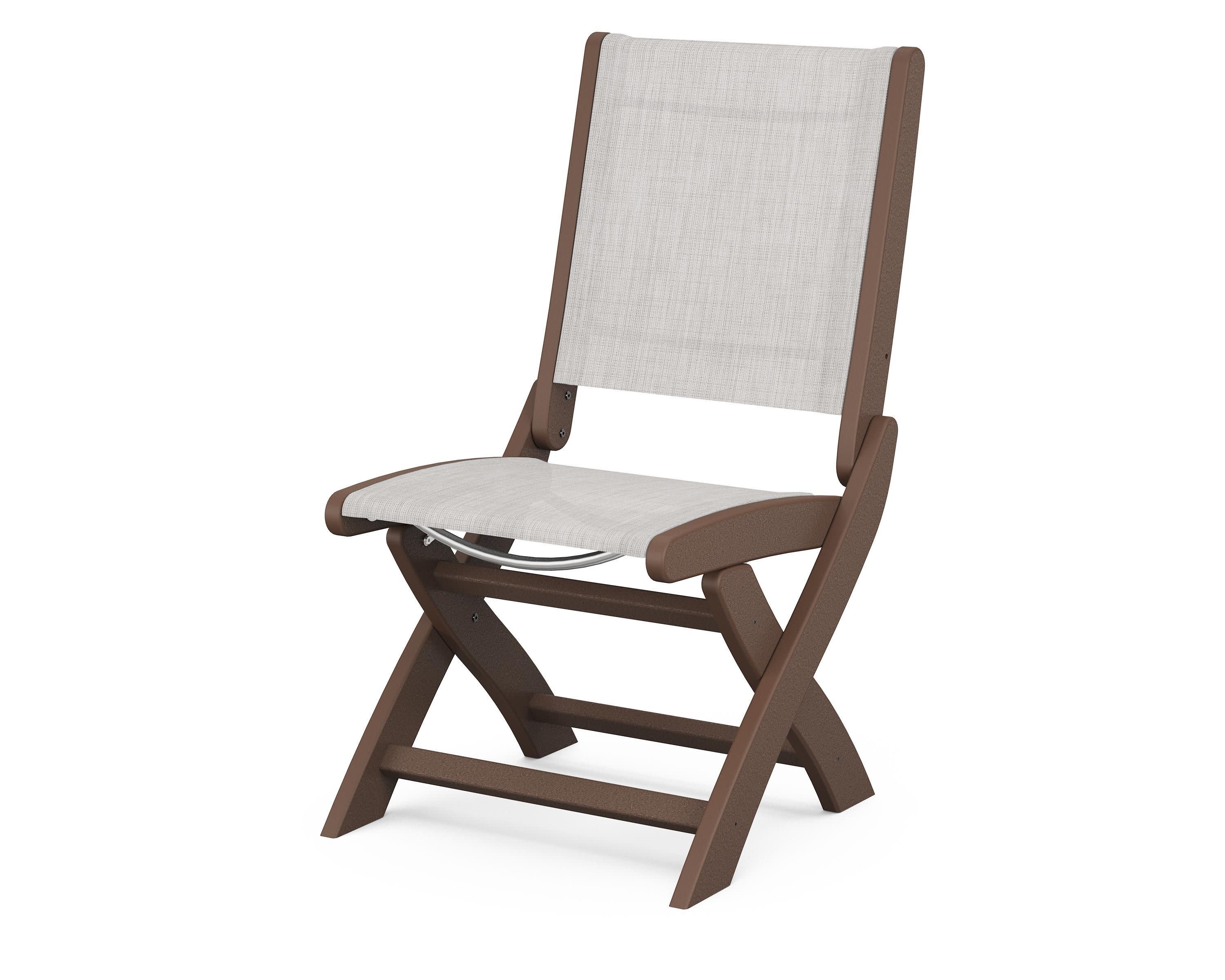 Coastal Folding Side Chair in Mahogany / Parchment Sling