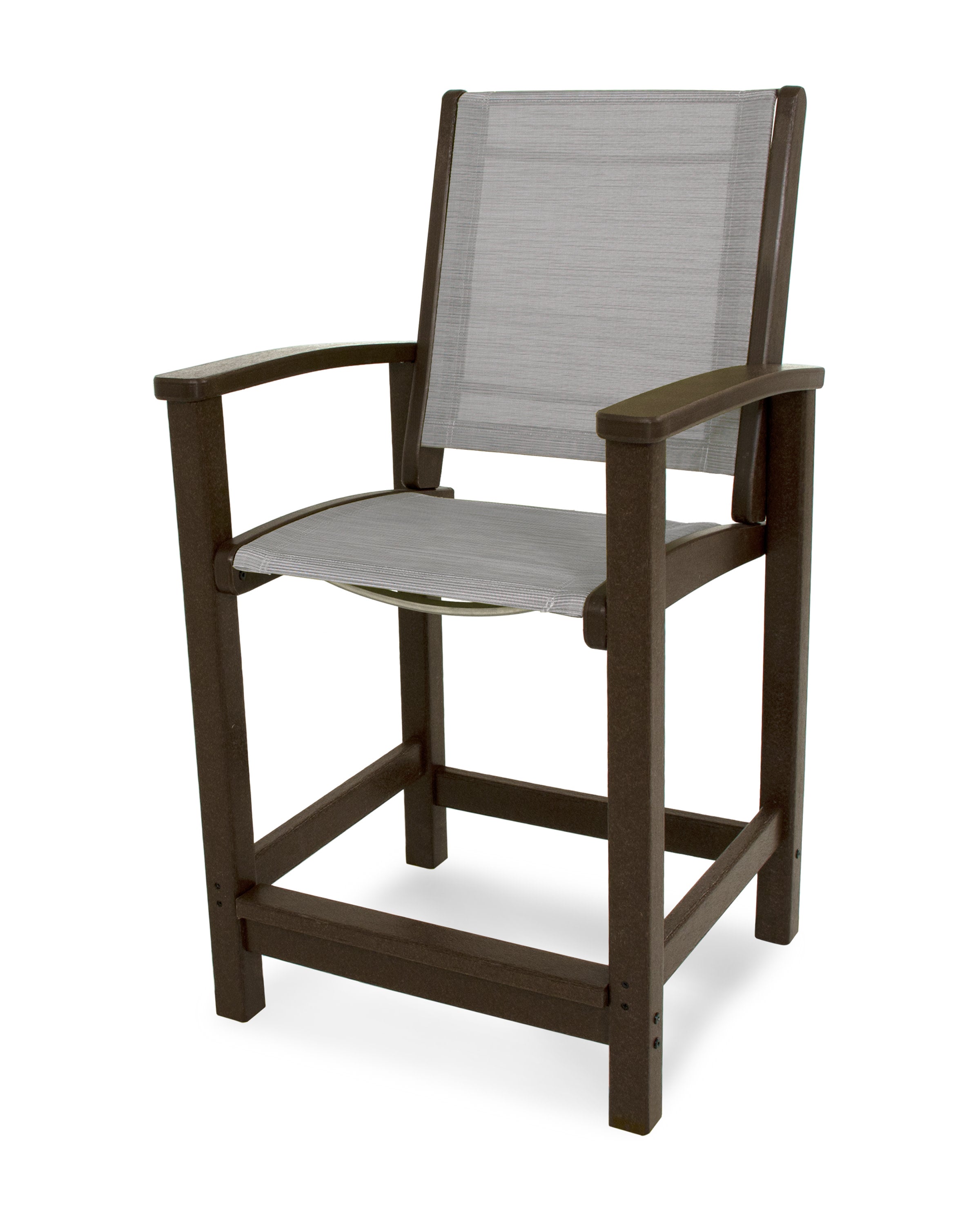 Coastal Counter Chair in Mahogany / Metallic Sling