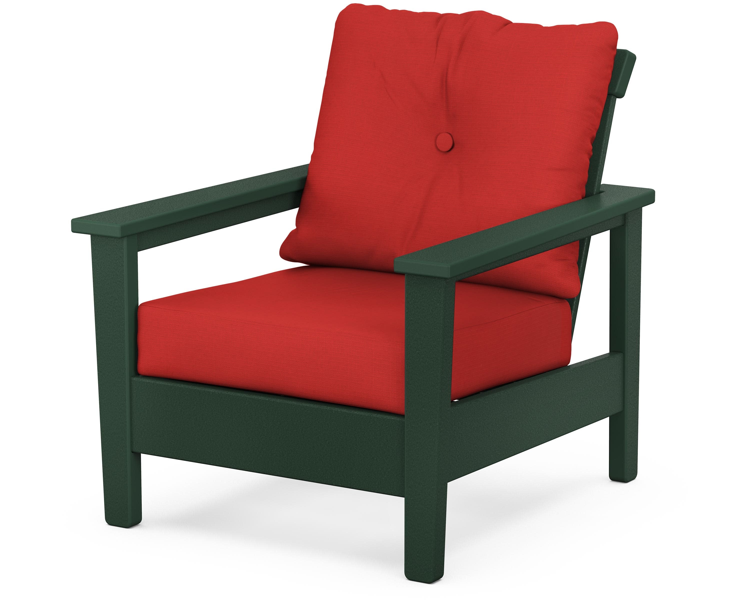 Prescott Deep Seating Chair in Green / Crimson Linen
