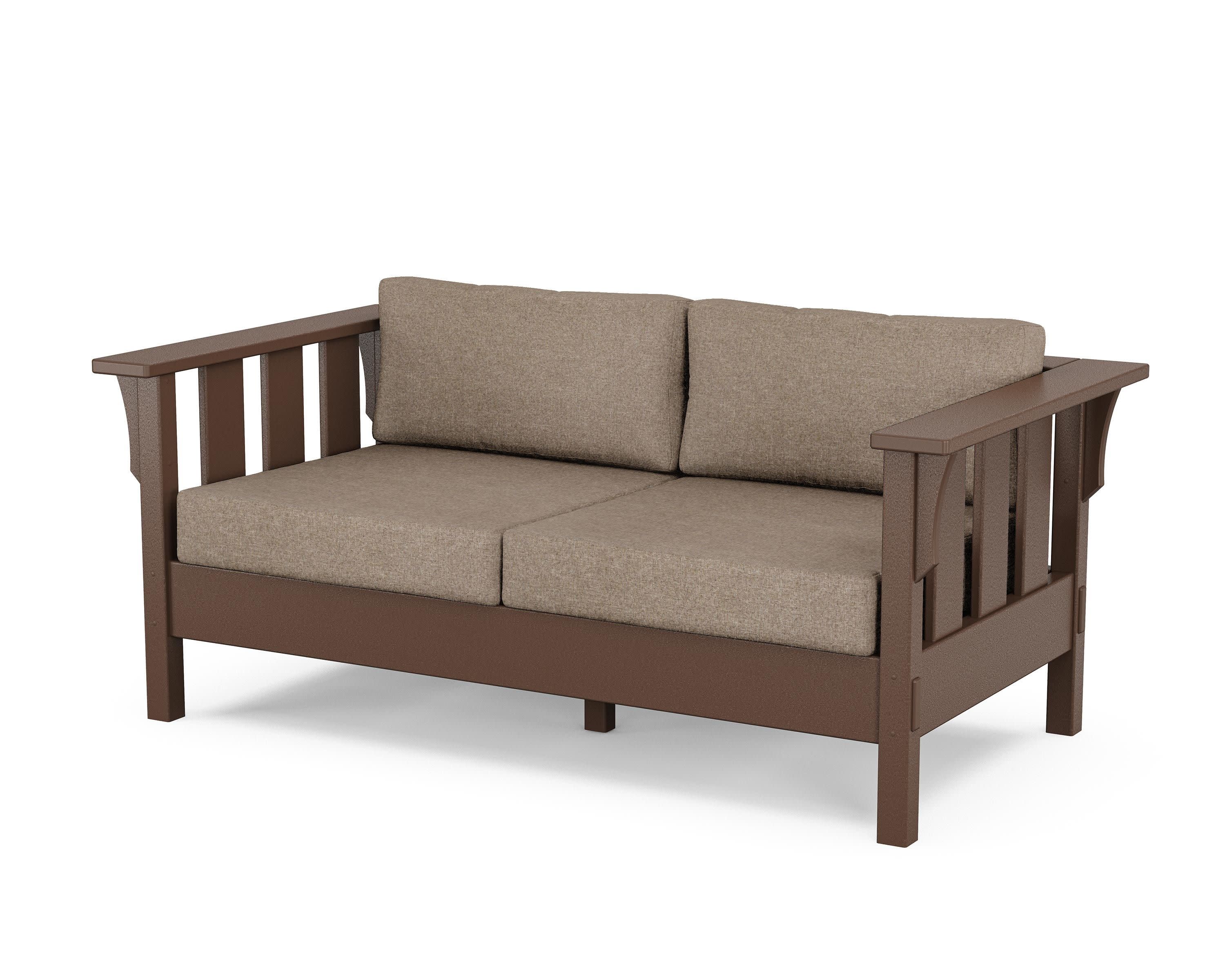 Acadia Deep Seating Loveseat in Mahogany / Spiced Burlap