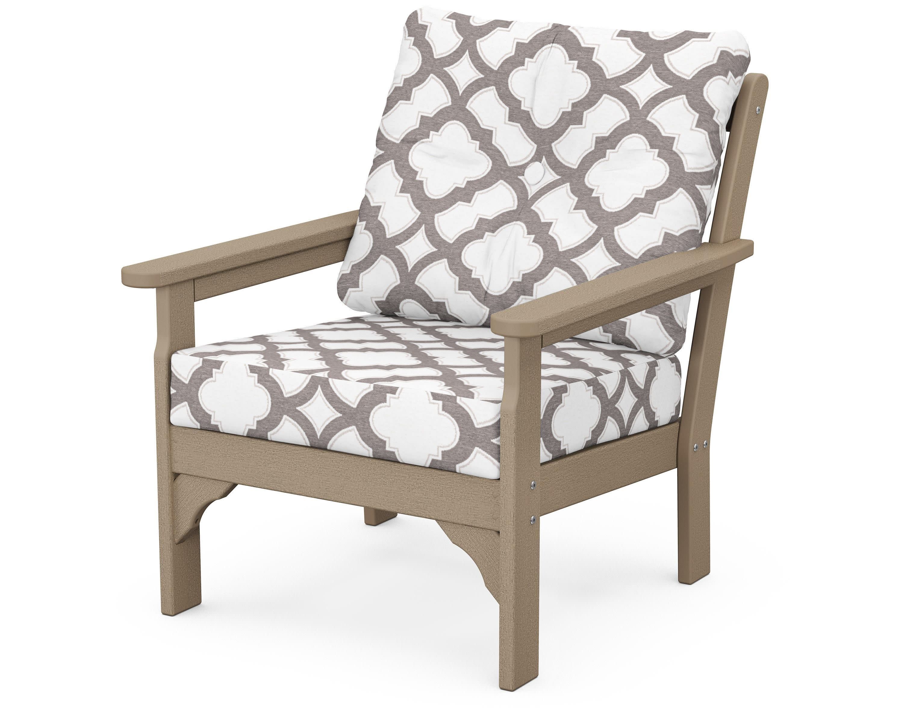 Vineyard Deep Seating Chair in Vintage Sahara / Trellis Grey Mist