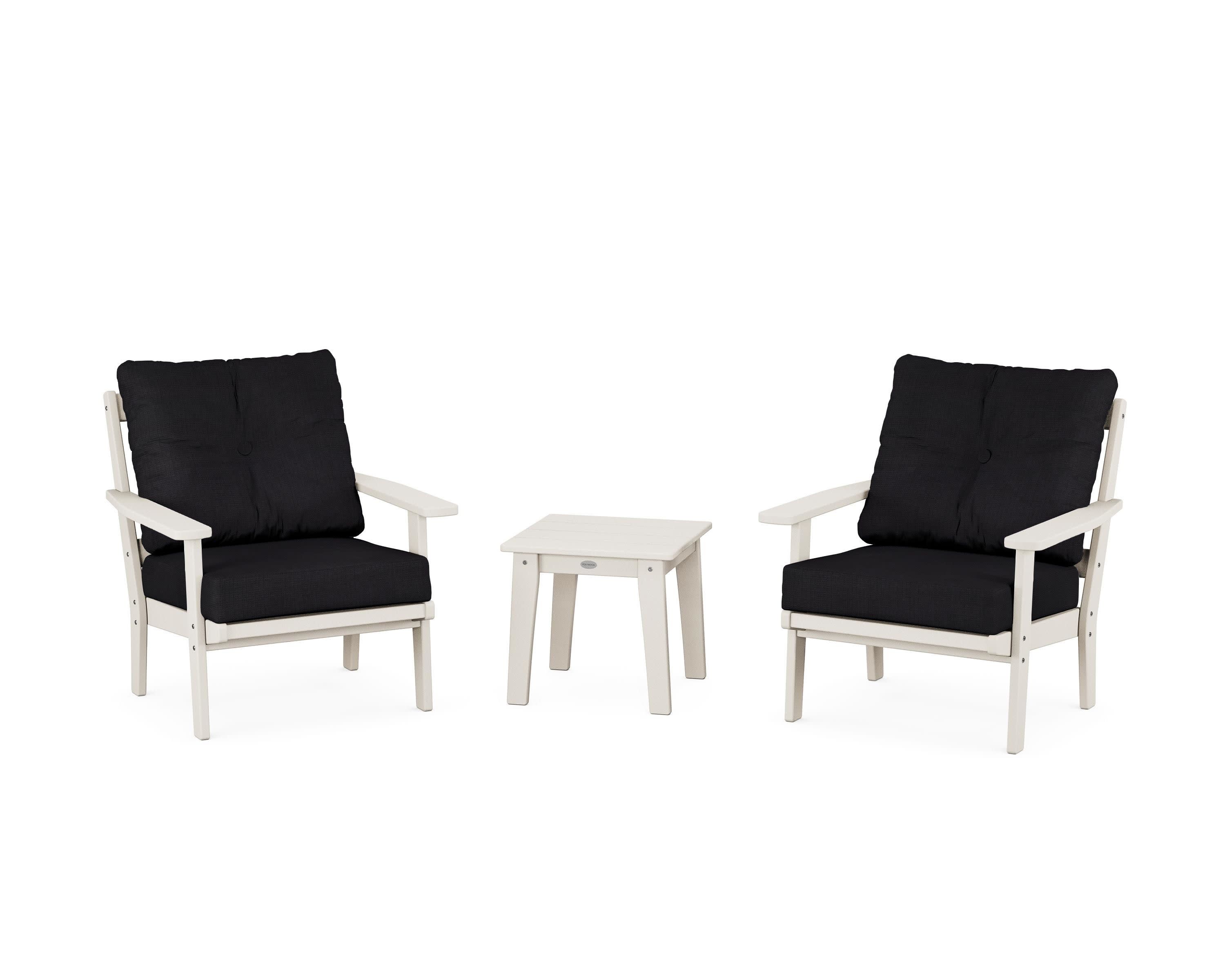 Prairie 3-Piece Deep Seating Set in Sand / Midnight Linen