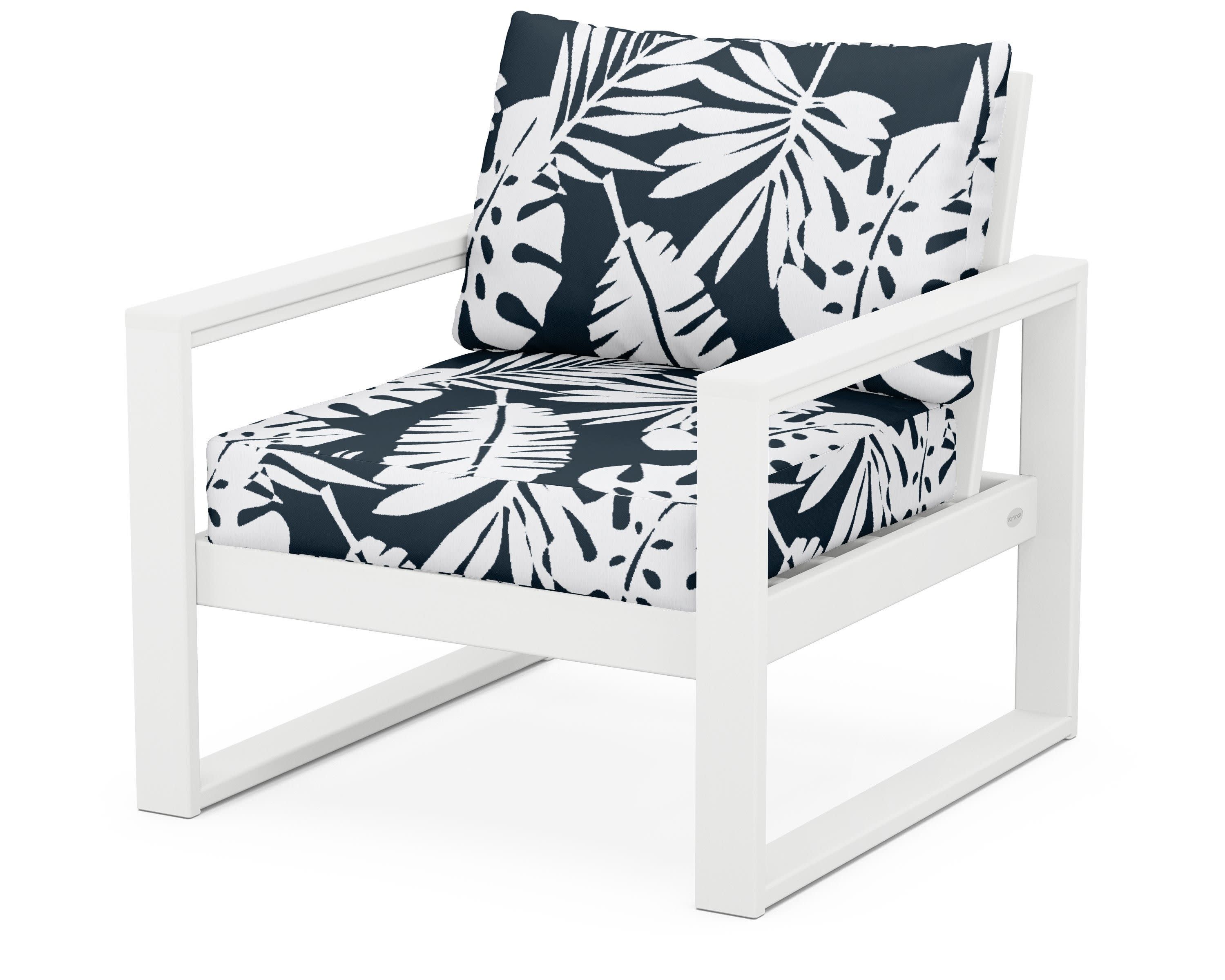EDGE Club Chair in White / Leaf Marine Indigo
