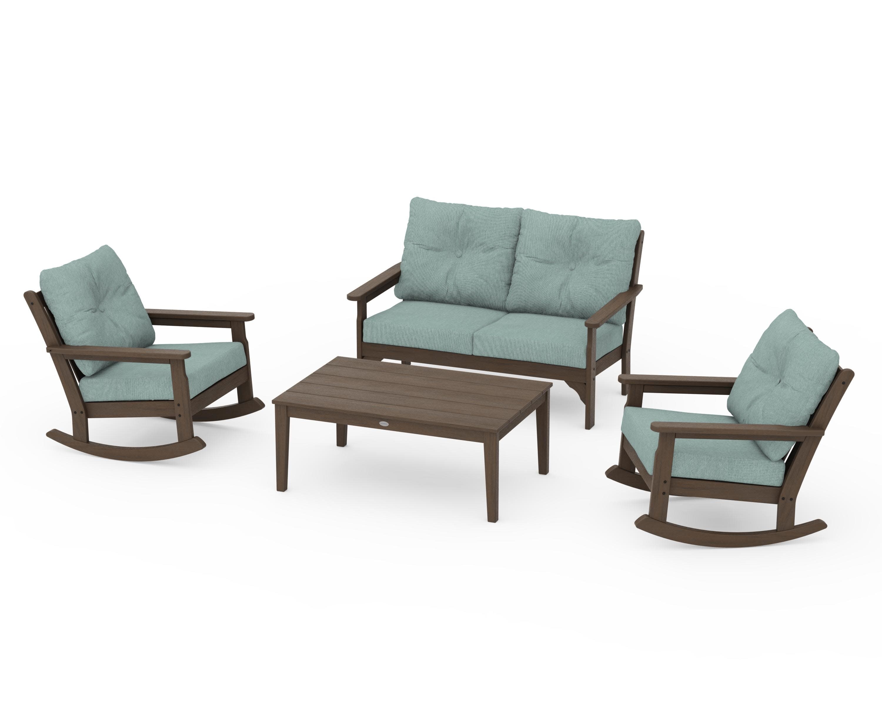 Vineyard 4-Piece Deep Seating Rocking Chair Set in Kona / Glacier Spa