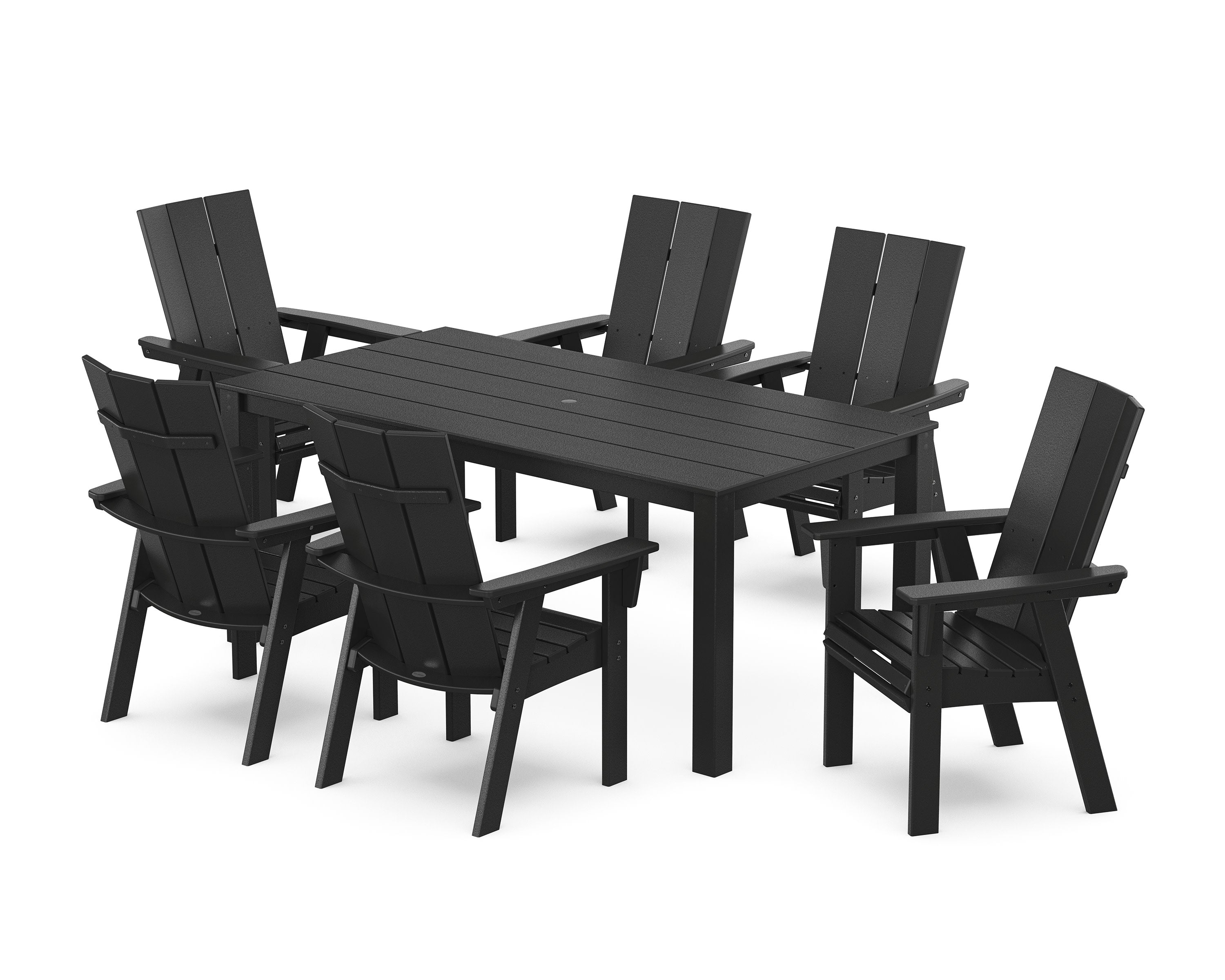 Modern Curveback Adirondack 7-Piece Parsons Dining Set in Black