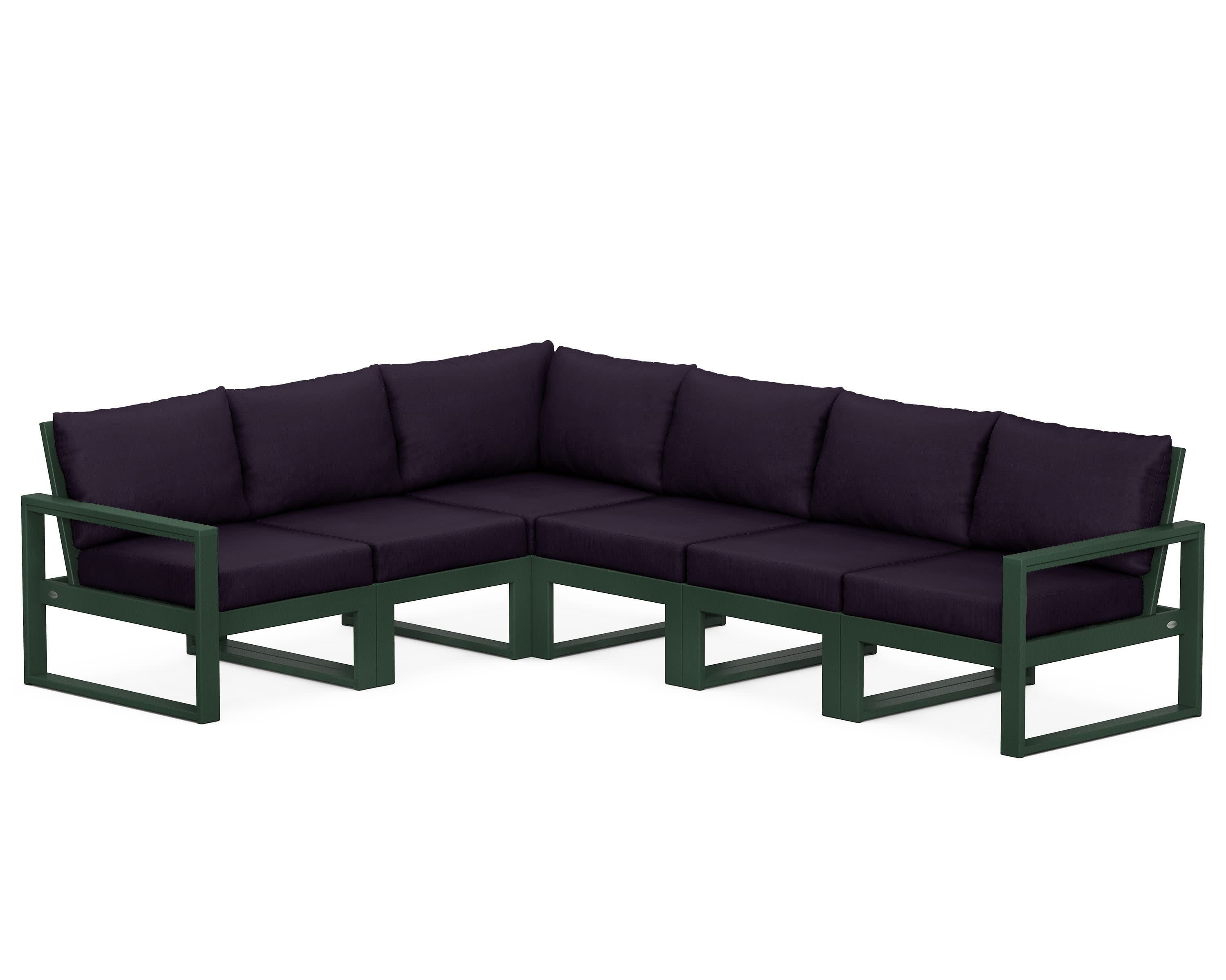 EDGE 6-Piece Modular Deep Seating Set in Green / Navy Linen