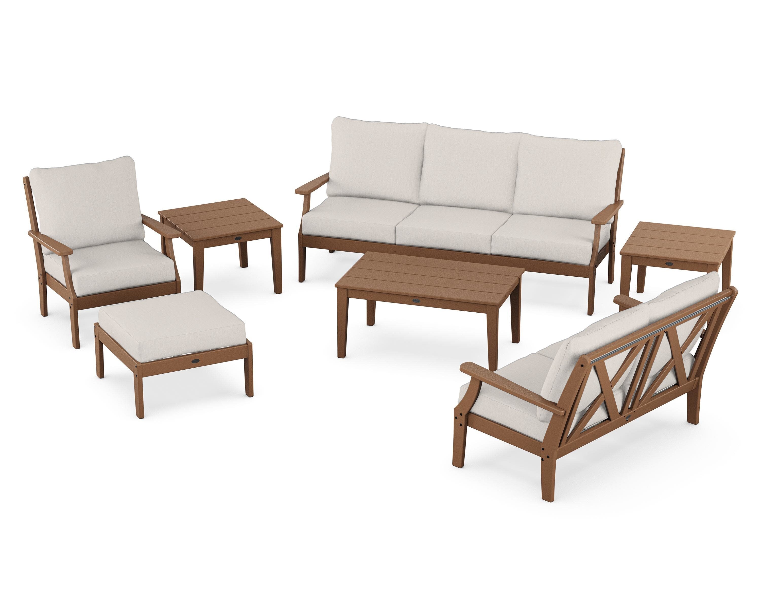 Braxton 7-Piece Deep Seating Set in Teak / Cast Ash