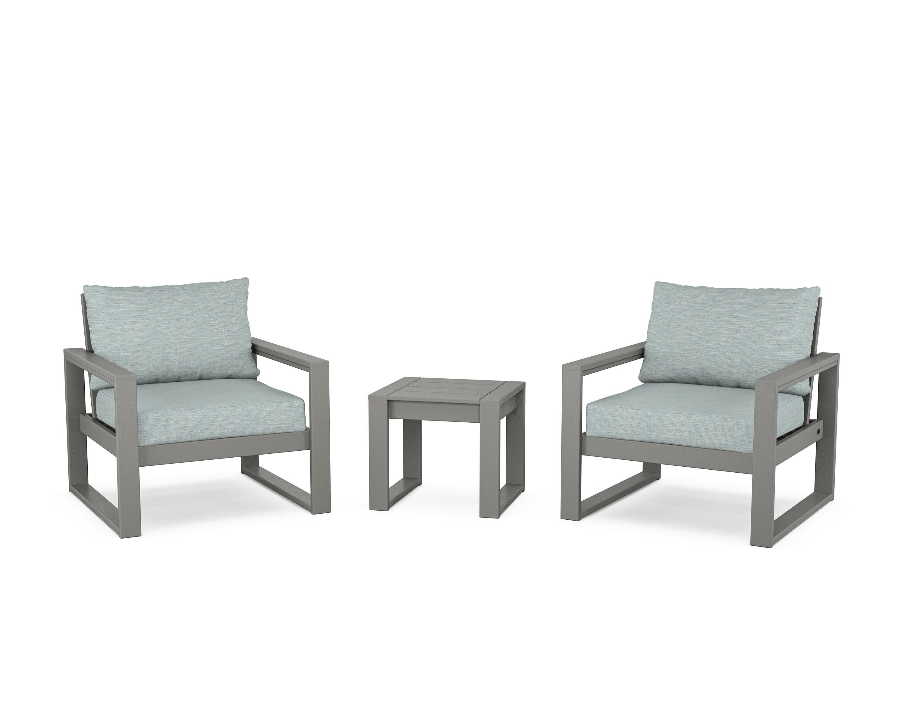 EDGE Sectional 3-Piece Deep Seating Set in Slate Grey / Soothe Mist