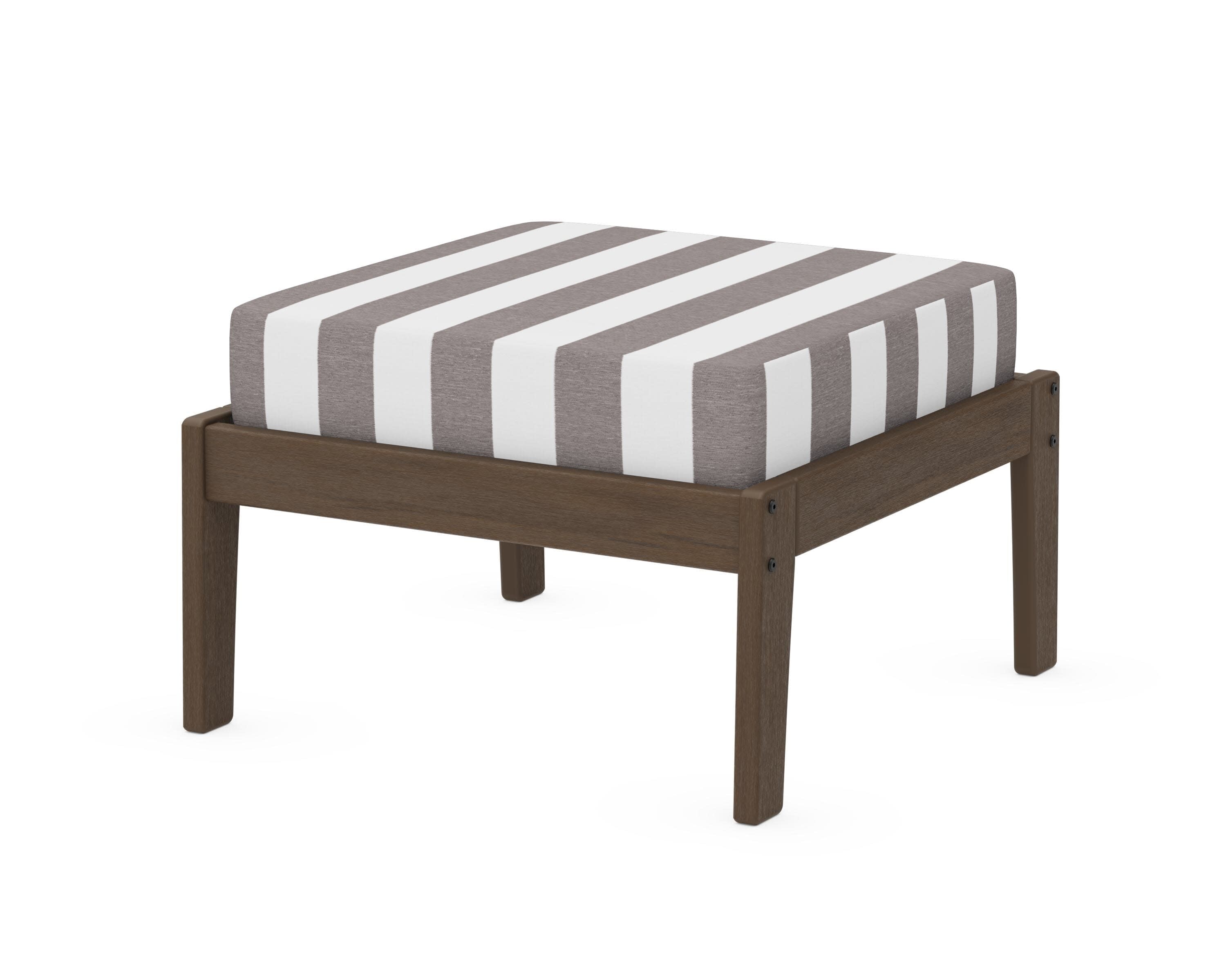Deep Seating Ottoman in Kona / Cabana Stripe Grey Mist