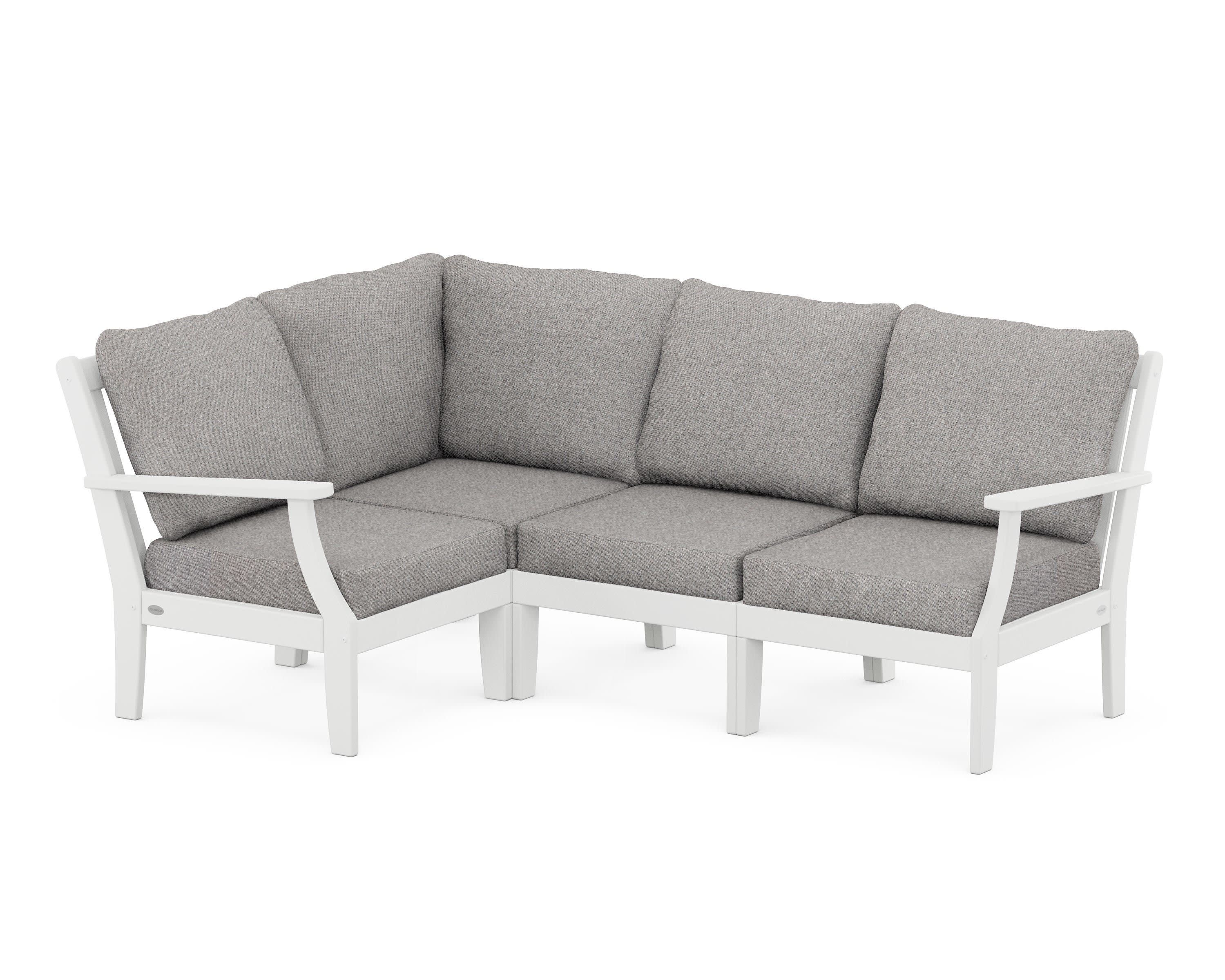 Braxton Modular 4-Piece Deep Seating Set in White / Grey Mist