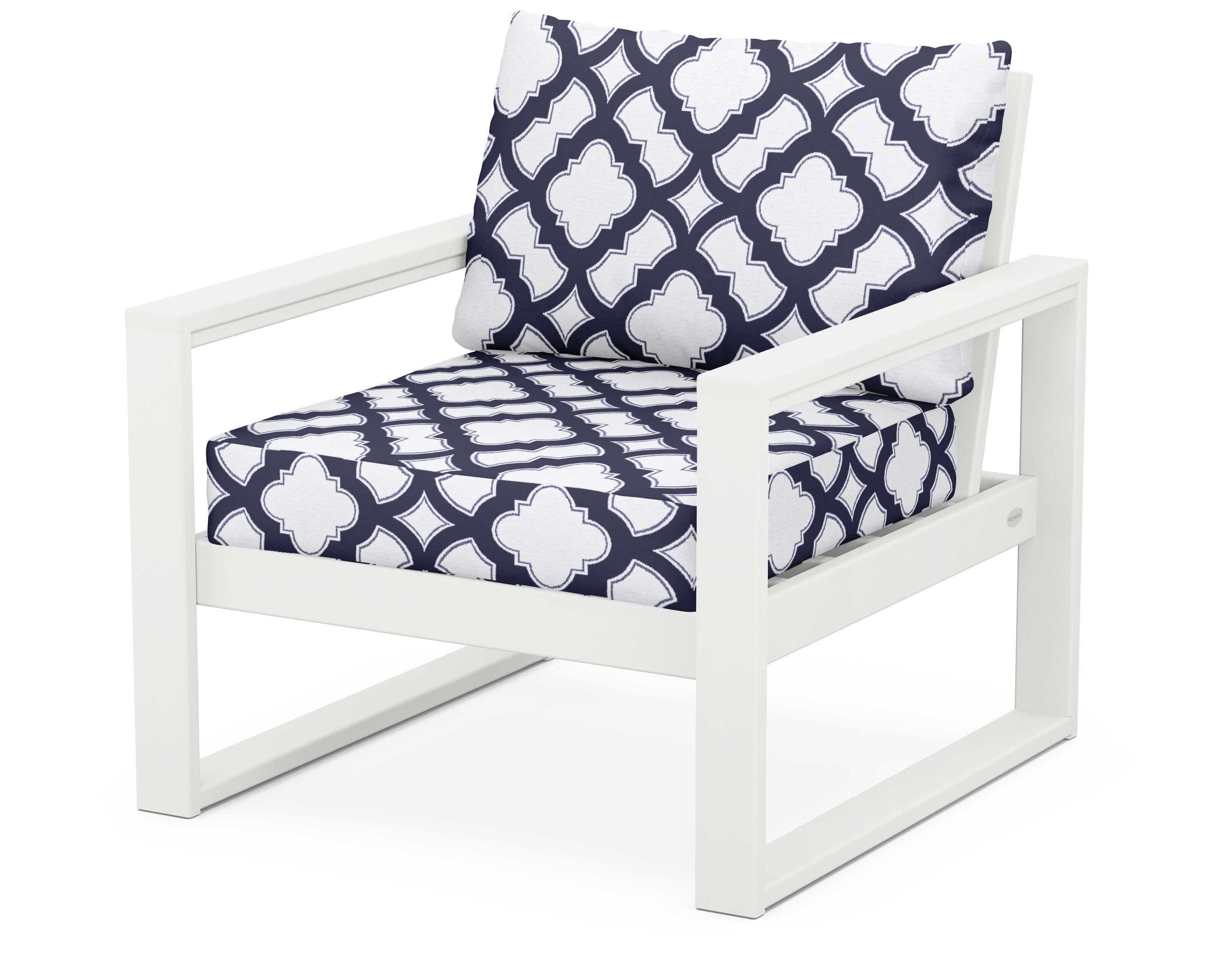 EDGE Club Chair in White / Trellis Navy