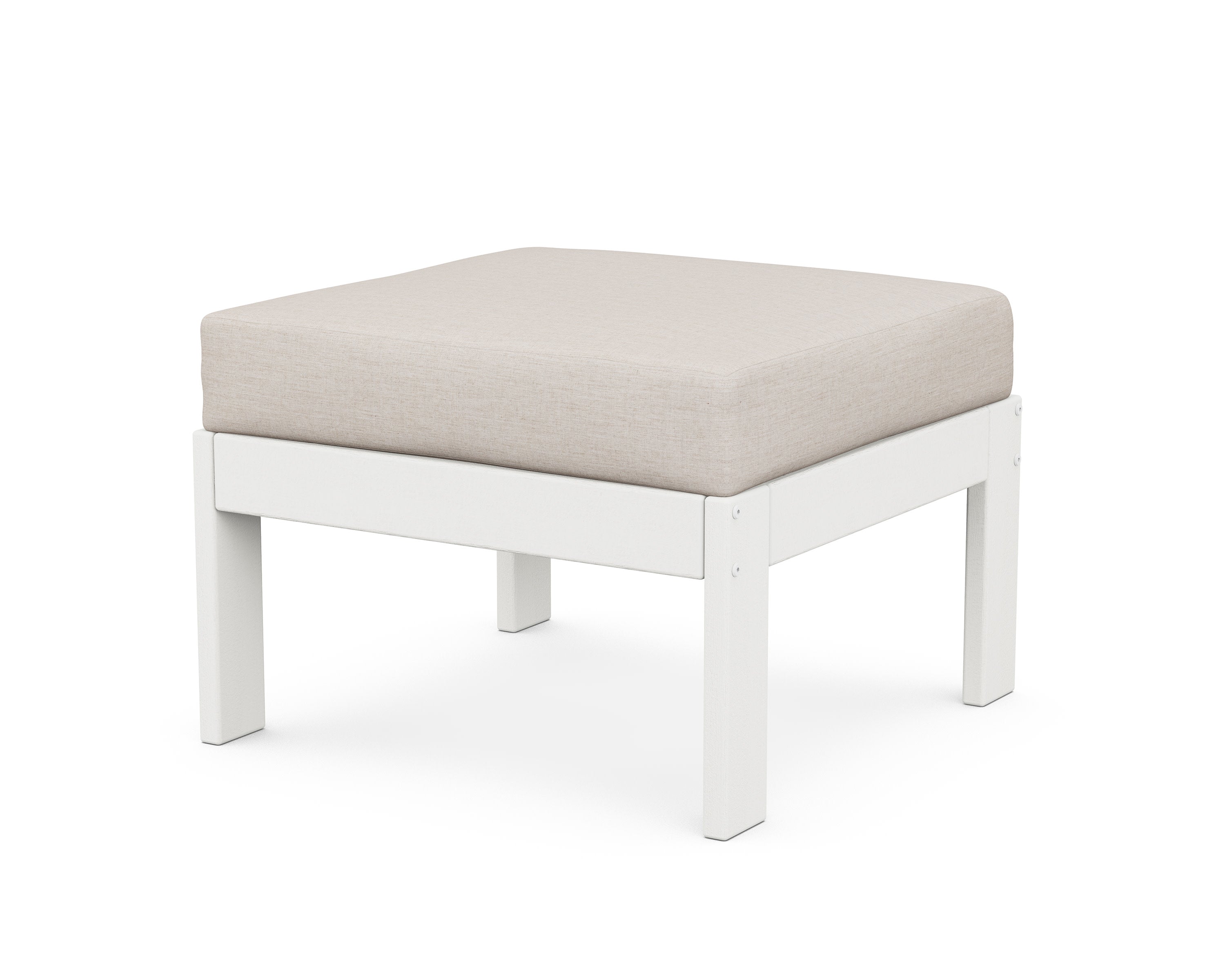 Vineyard Modular Ottoman in Vintage White / Cast Ash