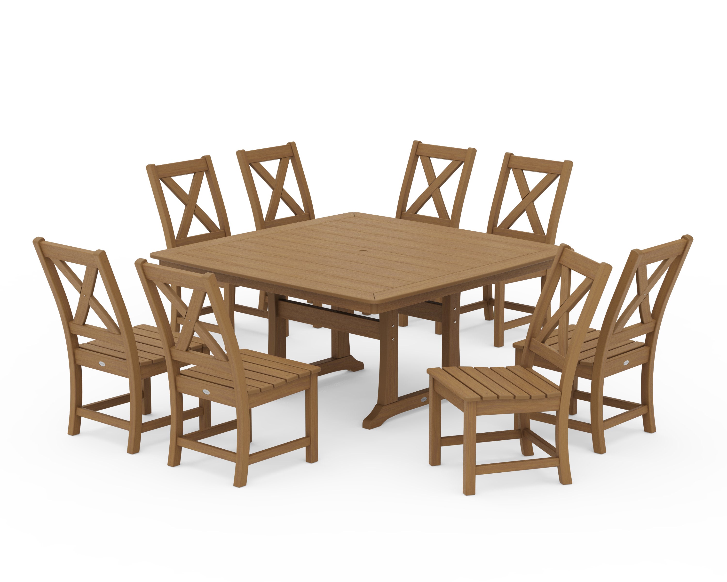 Braxton 9-Piece Nautical Trestle Dining Set in Natural