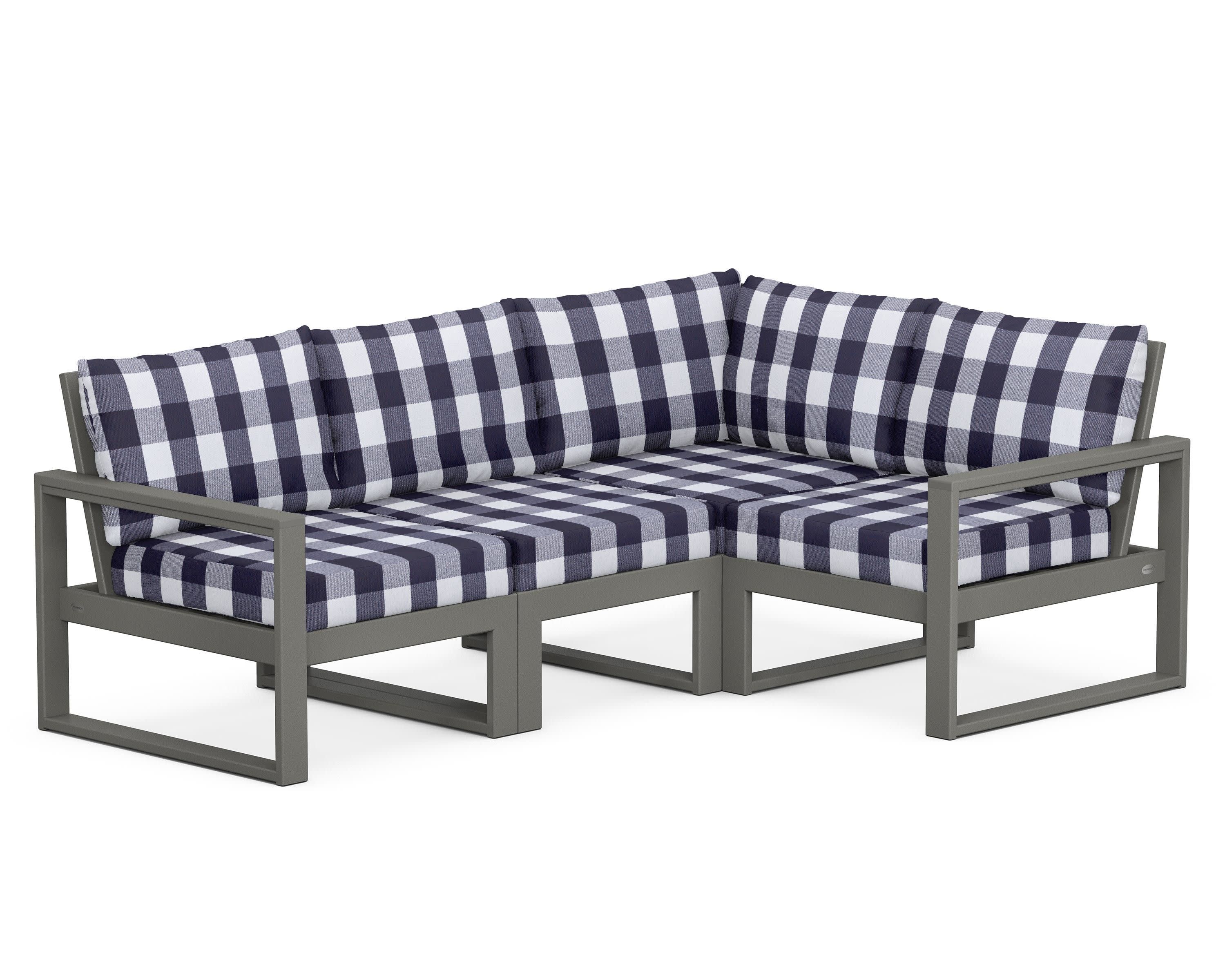 EDGE 4-Piece Modular Deep Seating Set in Slate Grey / Buffalo Plaid Navy