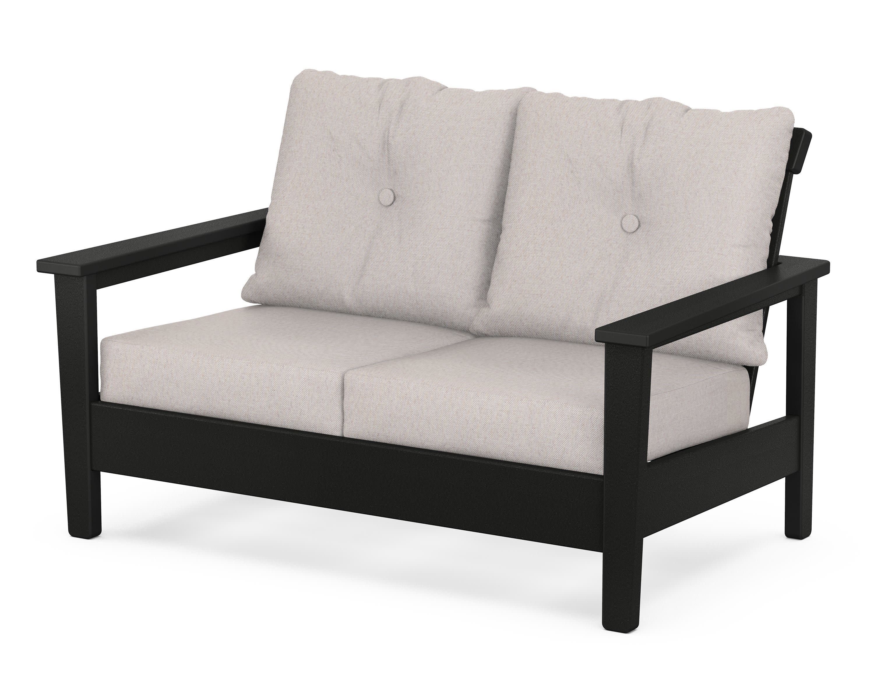Prescott Deep Seating Loveseat in Black / Dune Burlap