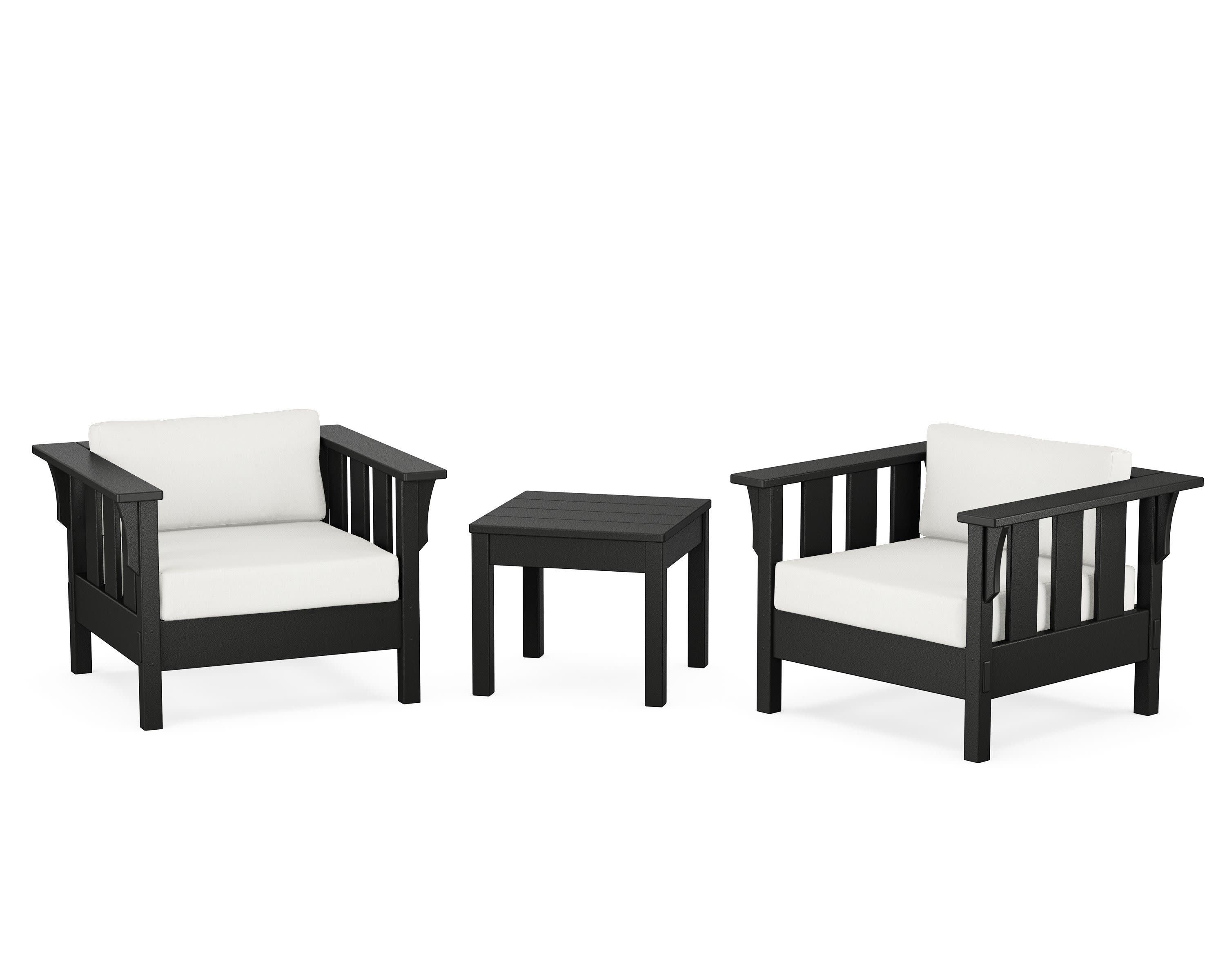 Acadia 3-Piece Deep Seating Set in Black / Natural Linen