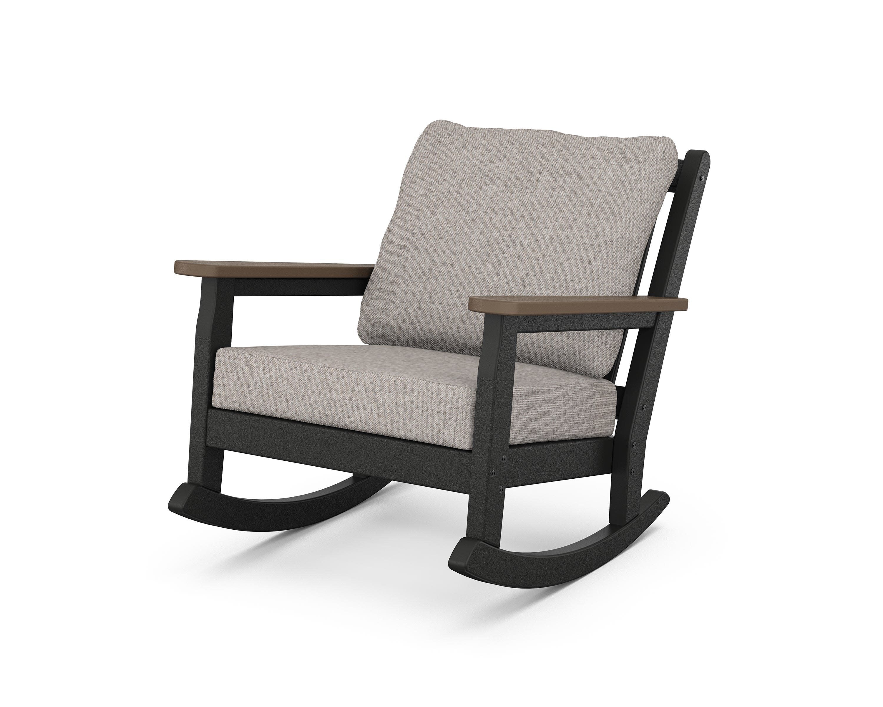 Chippendale Deep Seating Rocking Chair in Black / Kona / Weathered Tweed