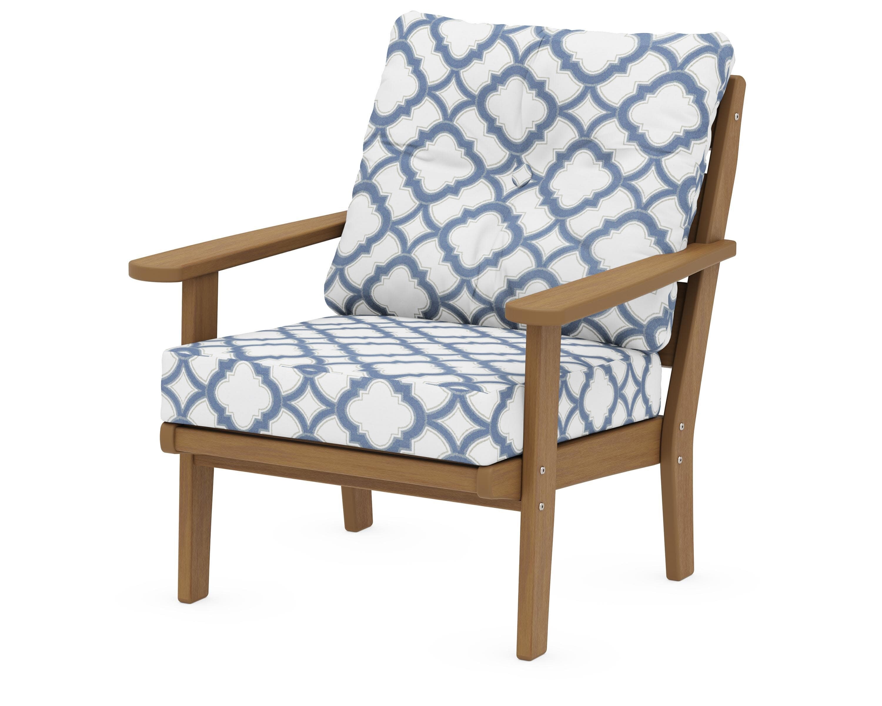 Lakeside Deep Seating Chair in Natural / Trellis Sky Blue