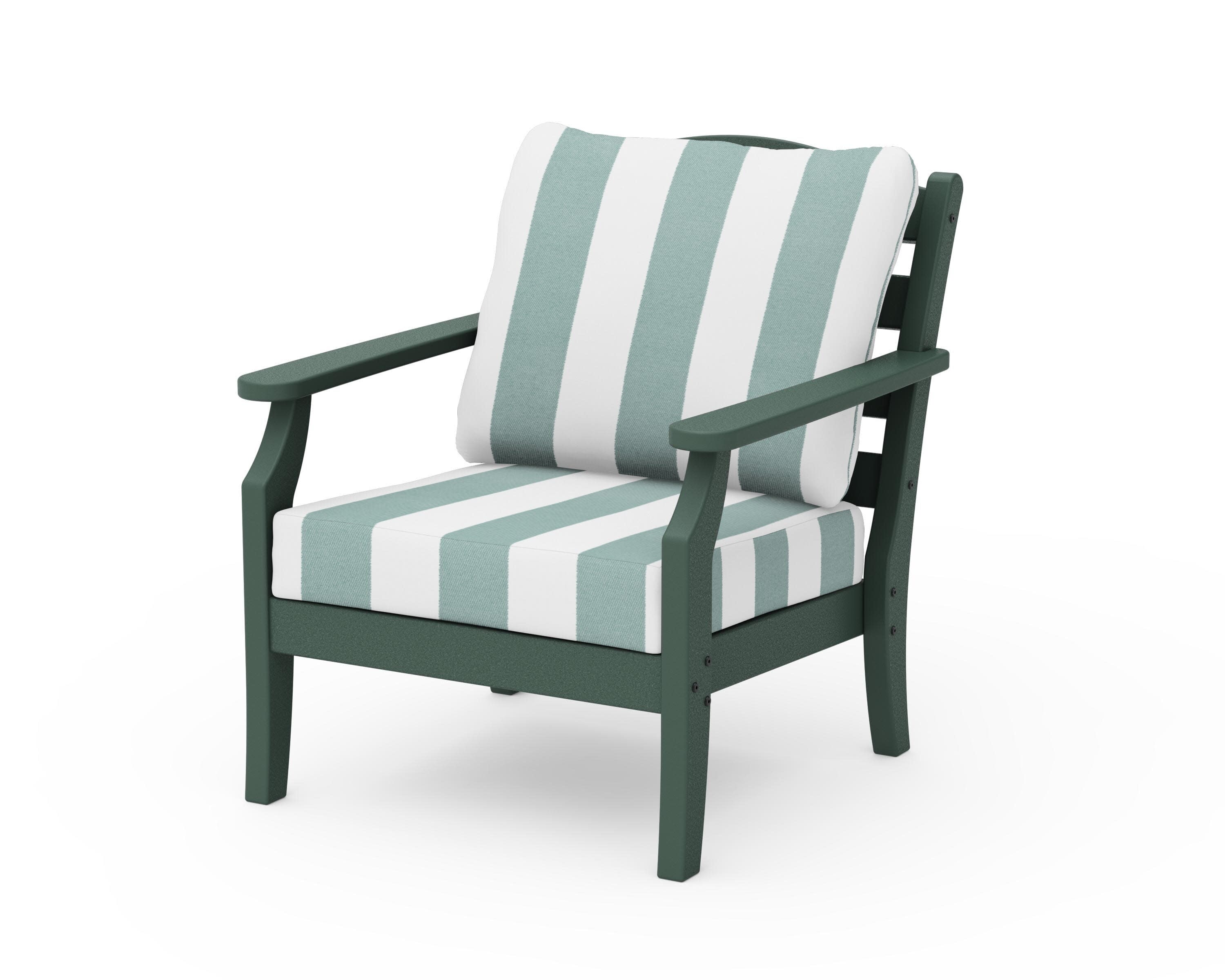 Savannah Deep Seating Chair in Green / Cabana Stripe Glacier Spa