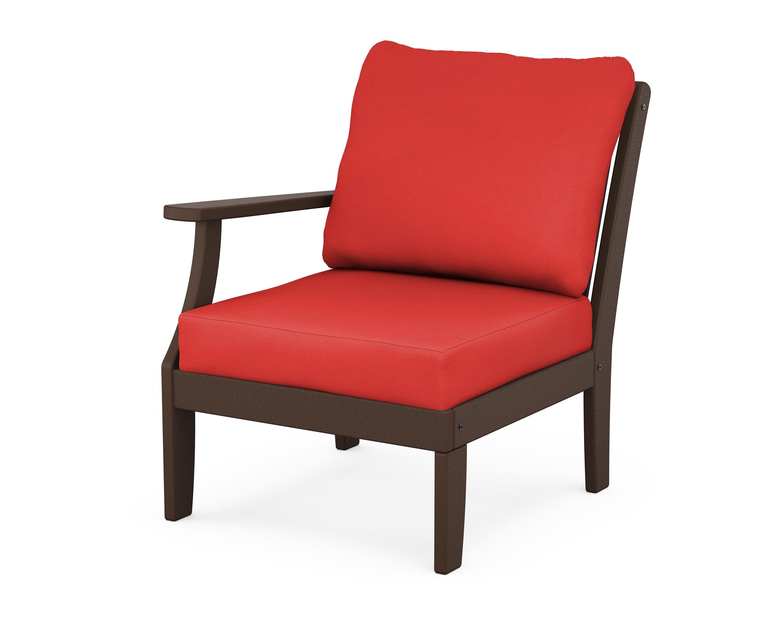 Braxton Modular Left Arm Chair in Mahogany / Crimson Linen