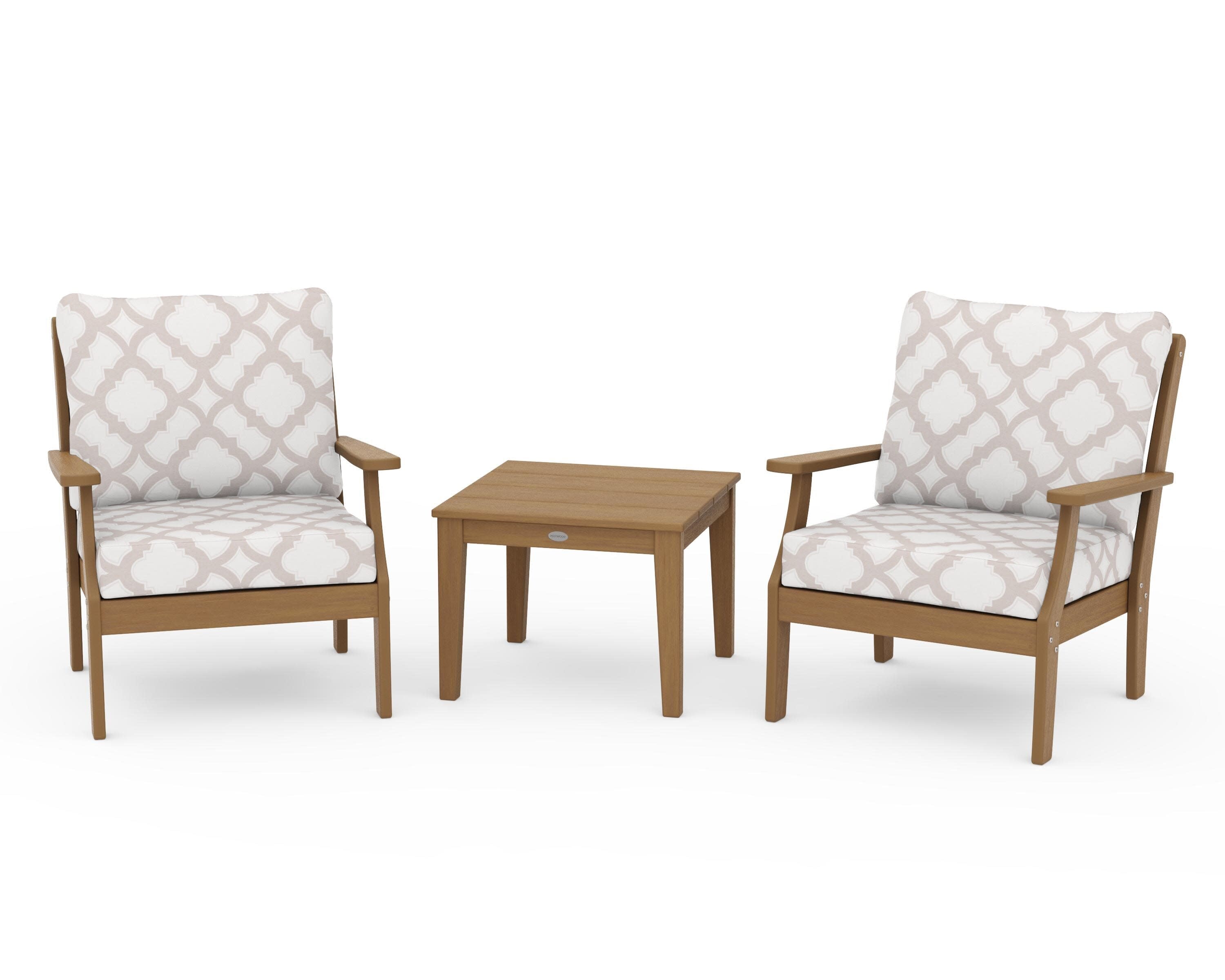 Braxton 3-Piece Deep Seating Set in Natural / Trellis Dune Burlap