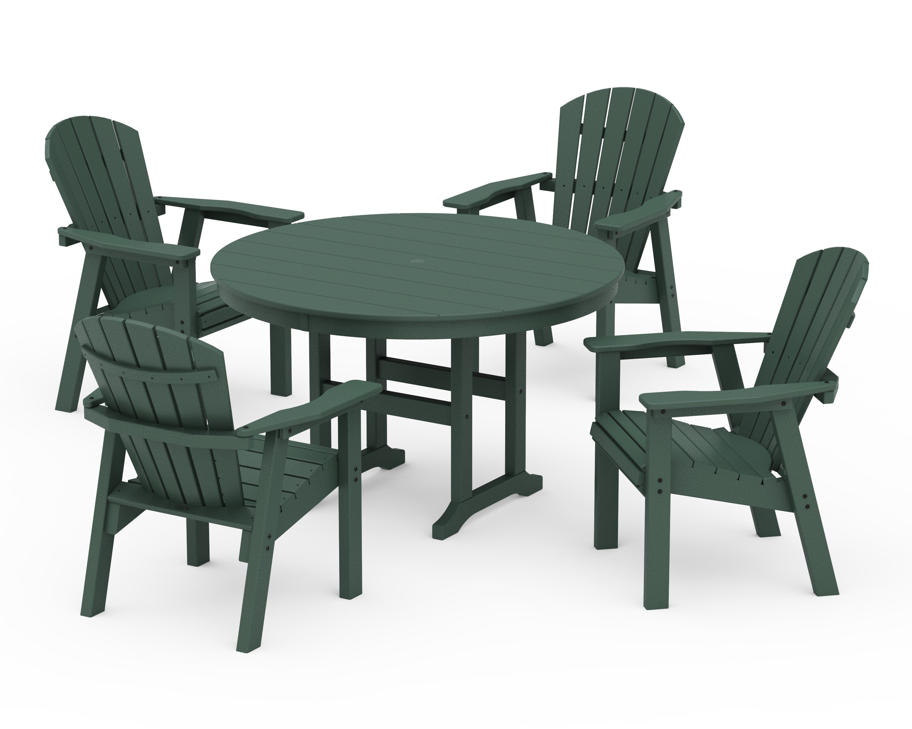 Seashell 5-Piece Round Farmhouse Dining Set in Green
