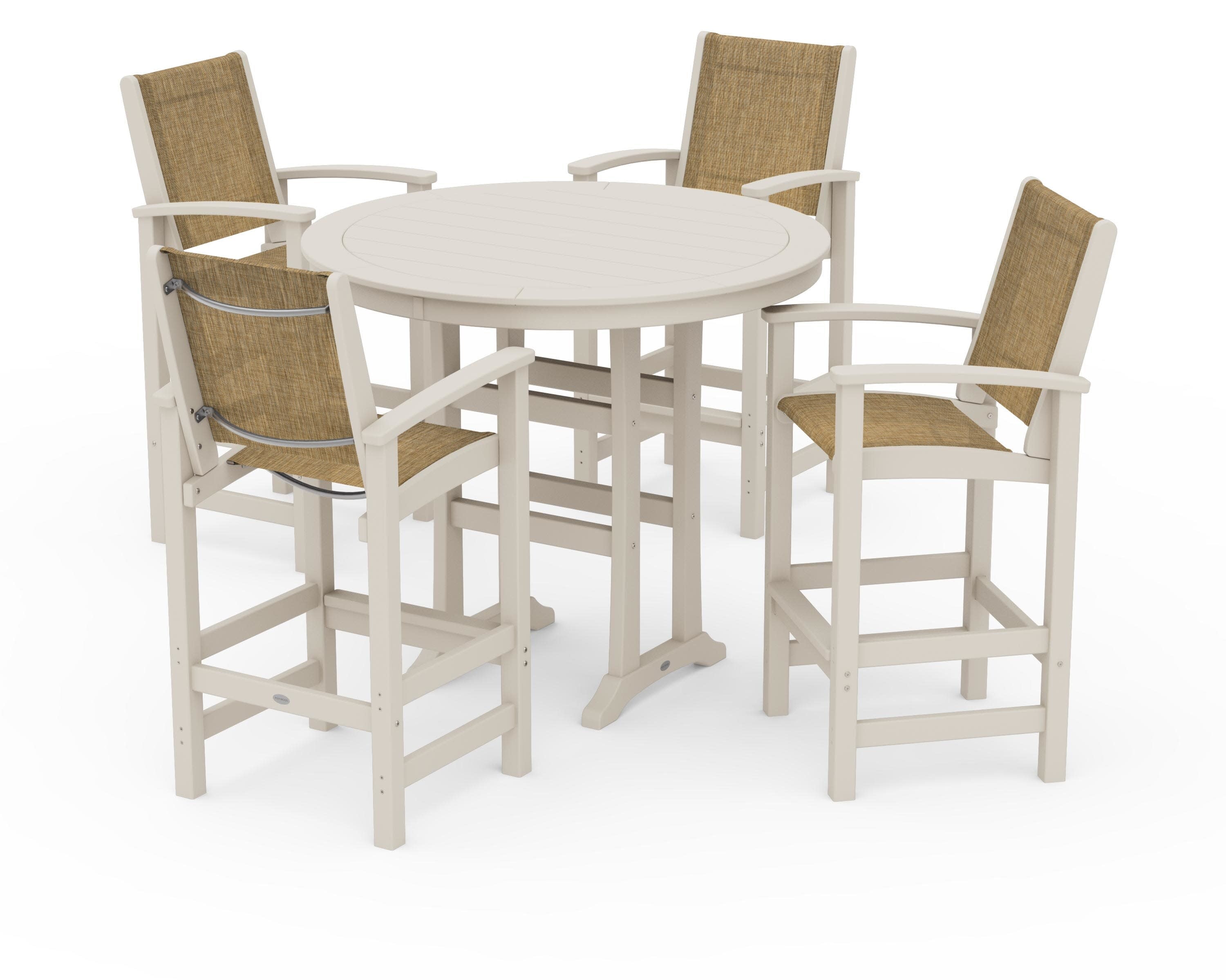 Coastal 5-Piece Nautical Trestle Bar Set in Sand / Burlap Sling