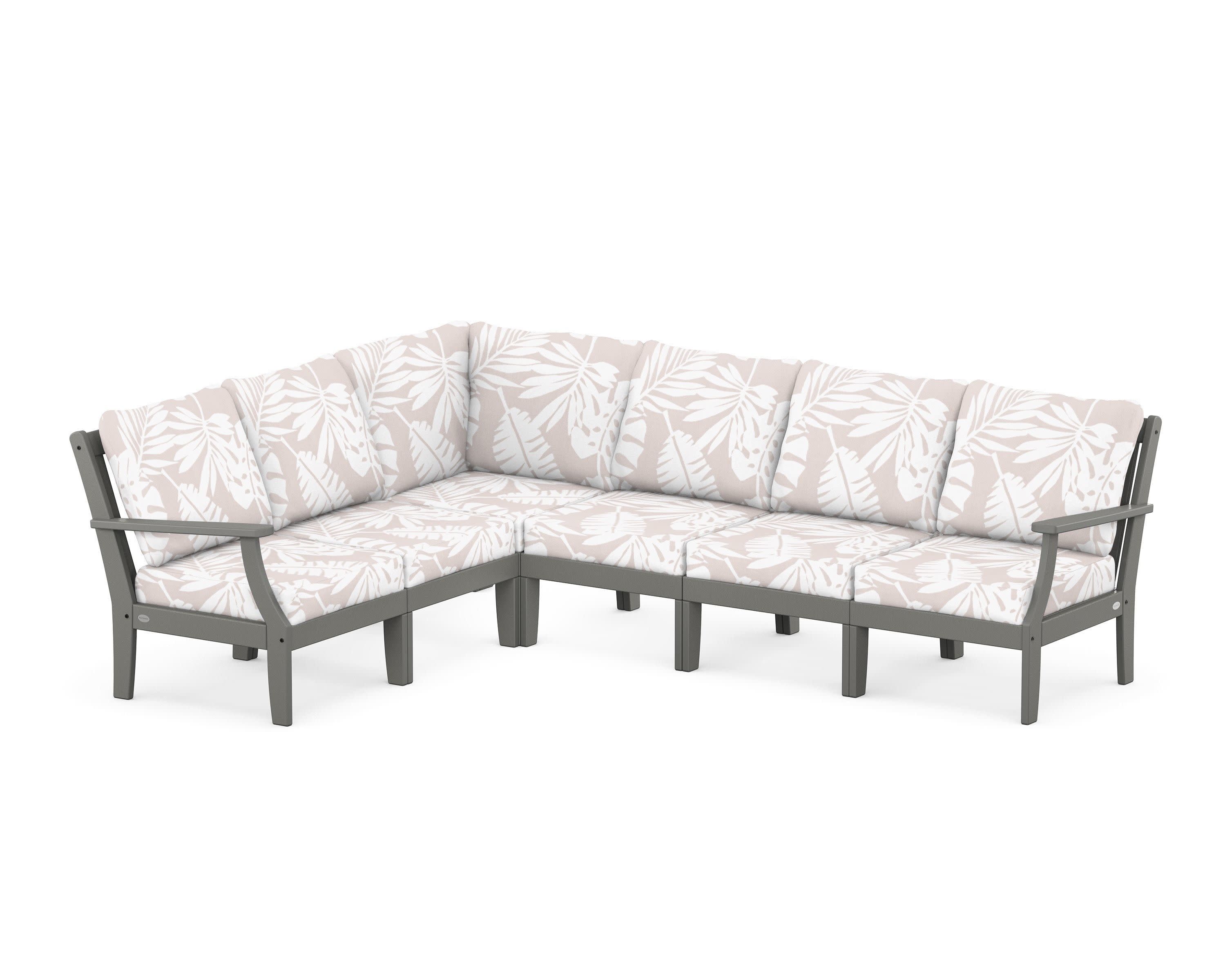 Braxton Modular 6-Piece Deep Seating Set in Slate Grey / Leaf Dune Burlap