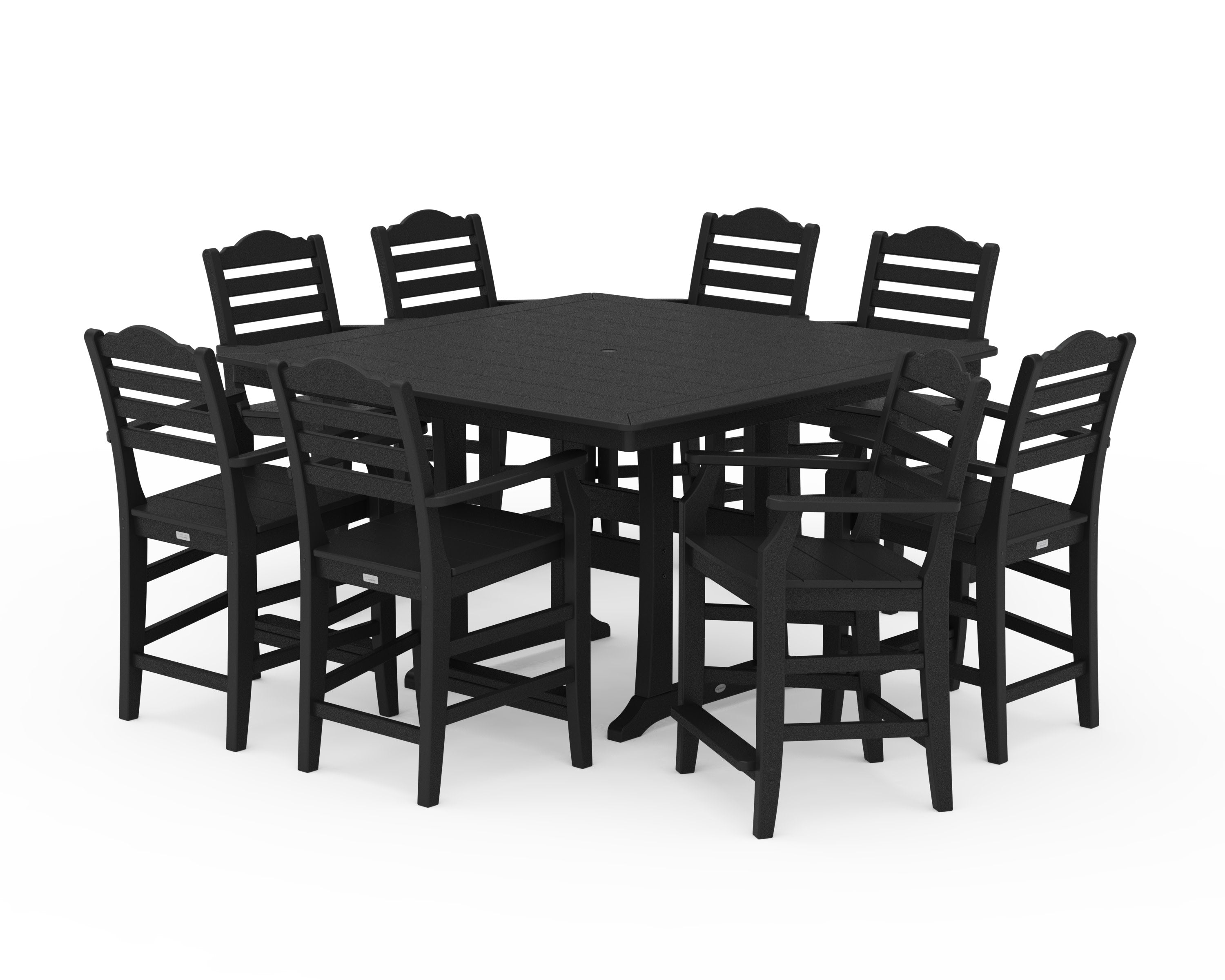 Savannah 9-Piece Square Counter Set with Trestle Legs in Black