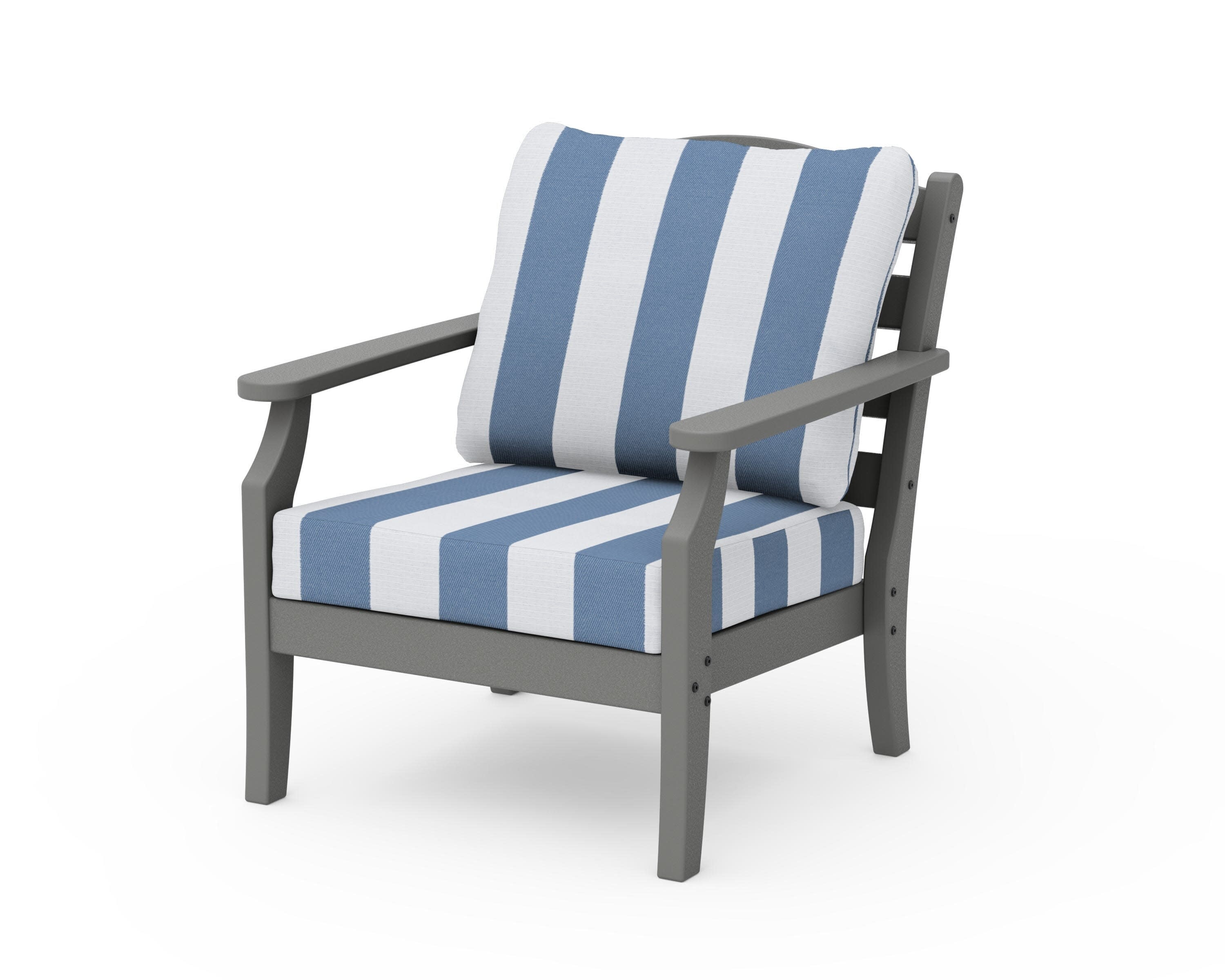 Savannah Deep Seating Chair in Slate Grey / Cabana Stripe Sky Blue