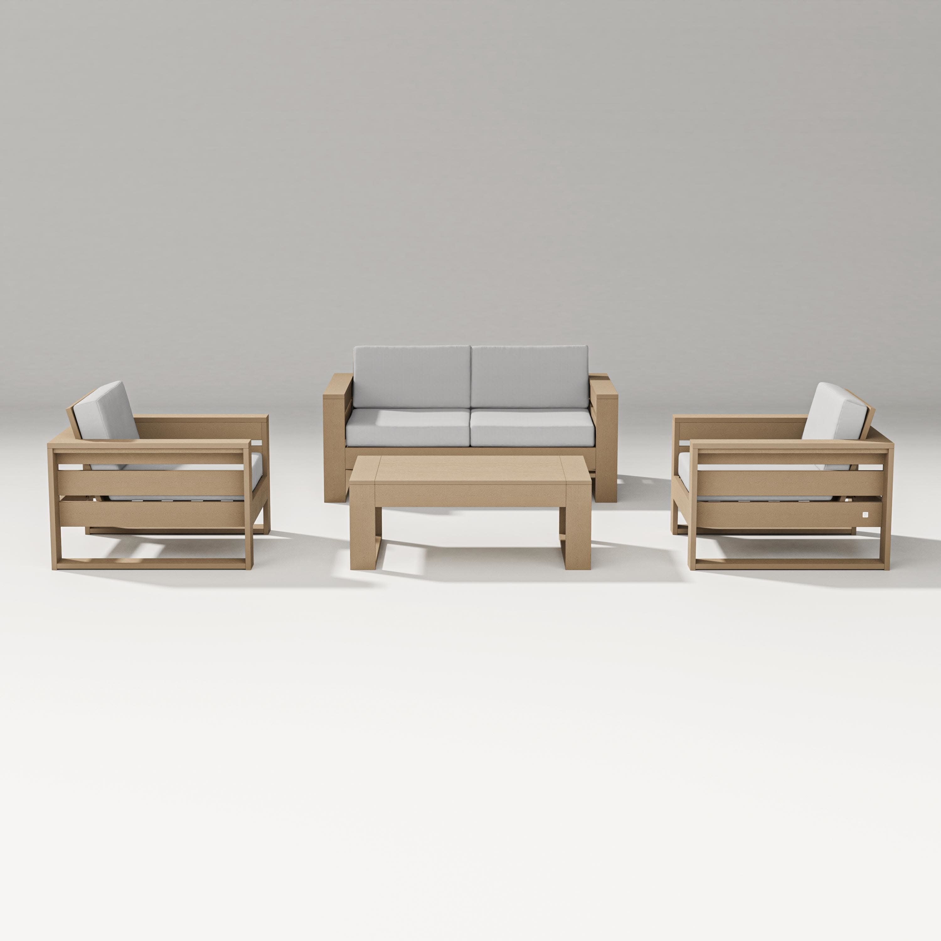 Latitude 4-Piece Lounge Loveseat Set in Vintage Sahara / Diamond in the Rough