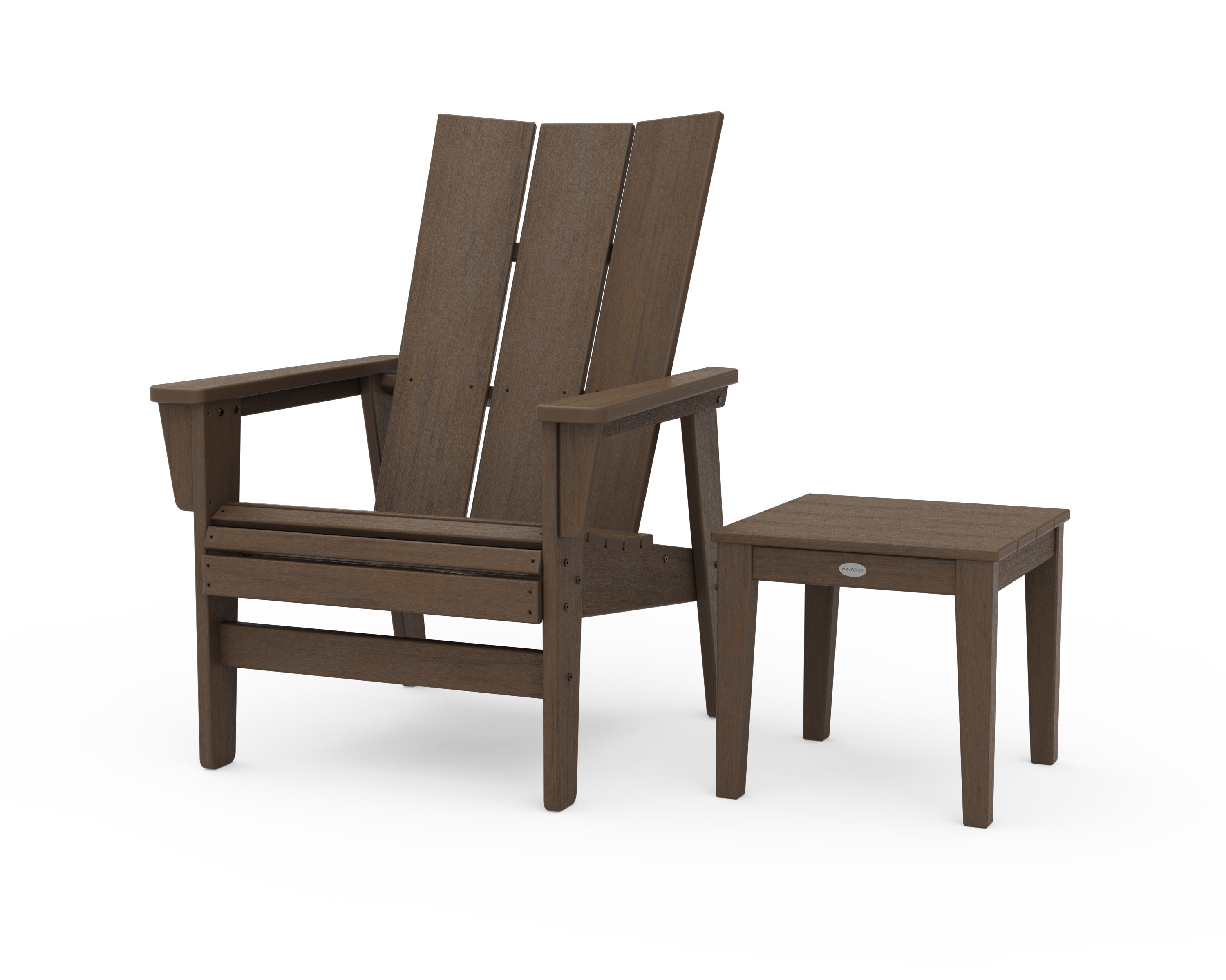 Modern Grand Upright Adirondack Chair with Side Table in Kona