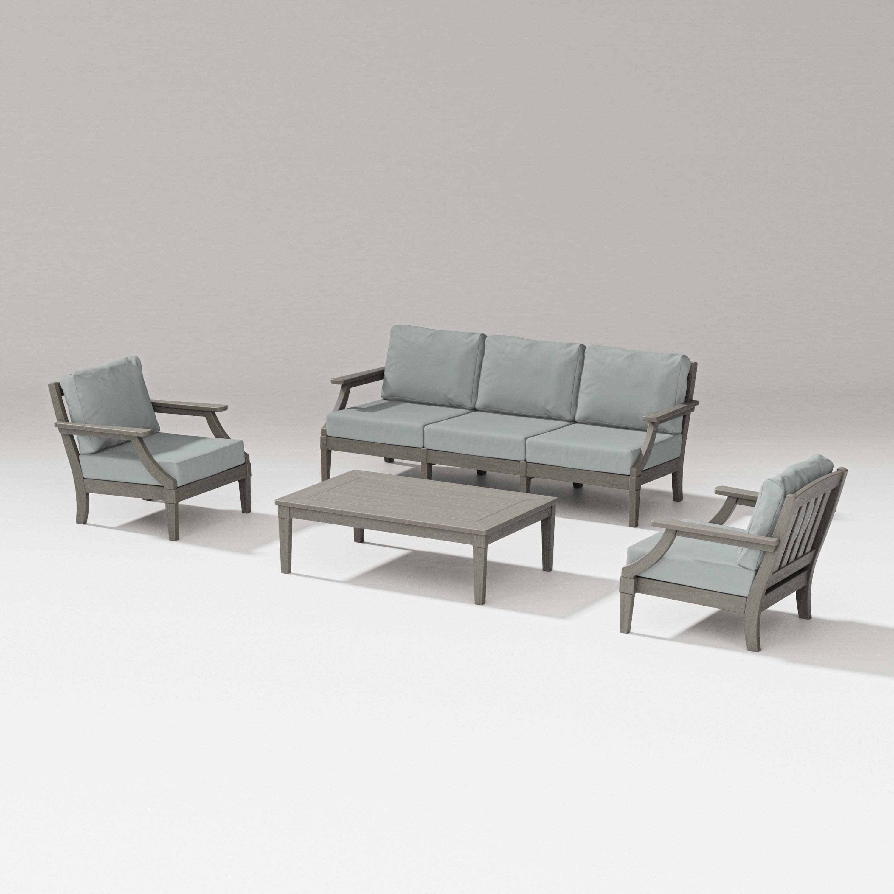 Estate 4-Piece Lounge Sofa Set in Driftwood / Spa