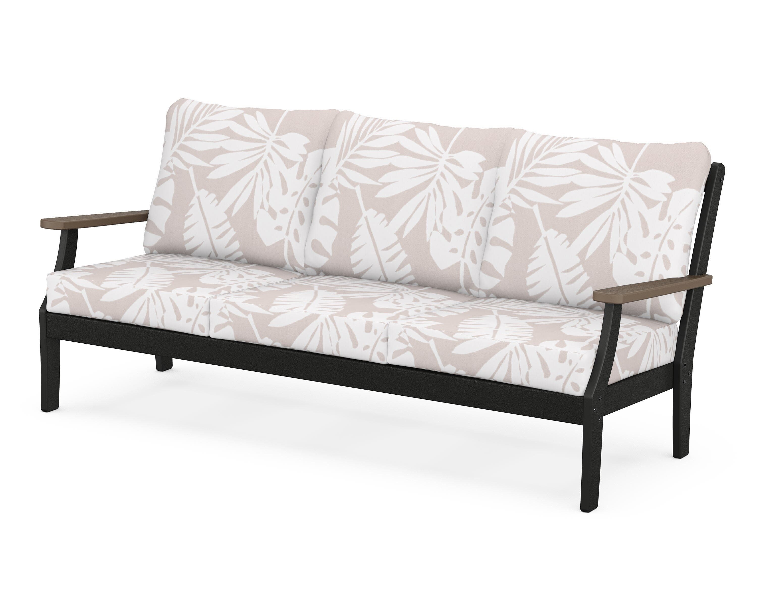 Braxton Deep Seating Sofa in Black / Kona / Leaf Dune Burlap