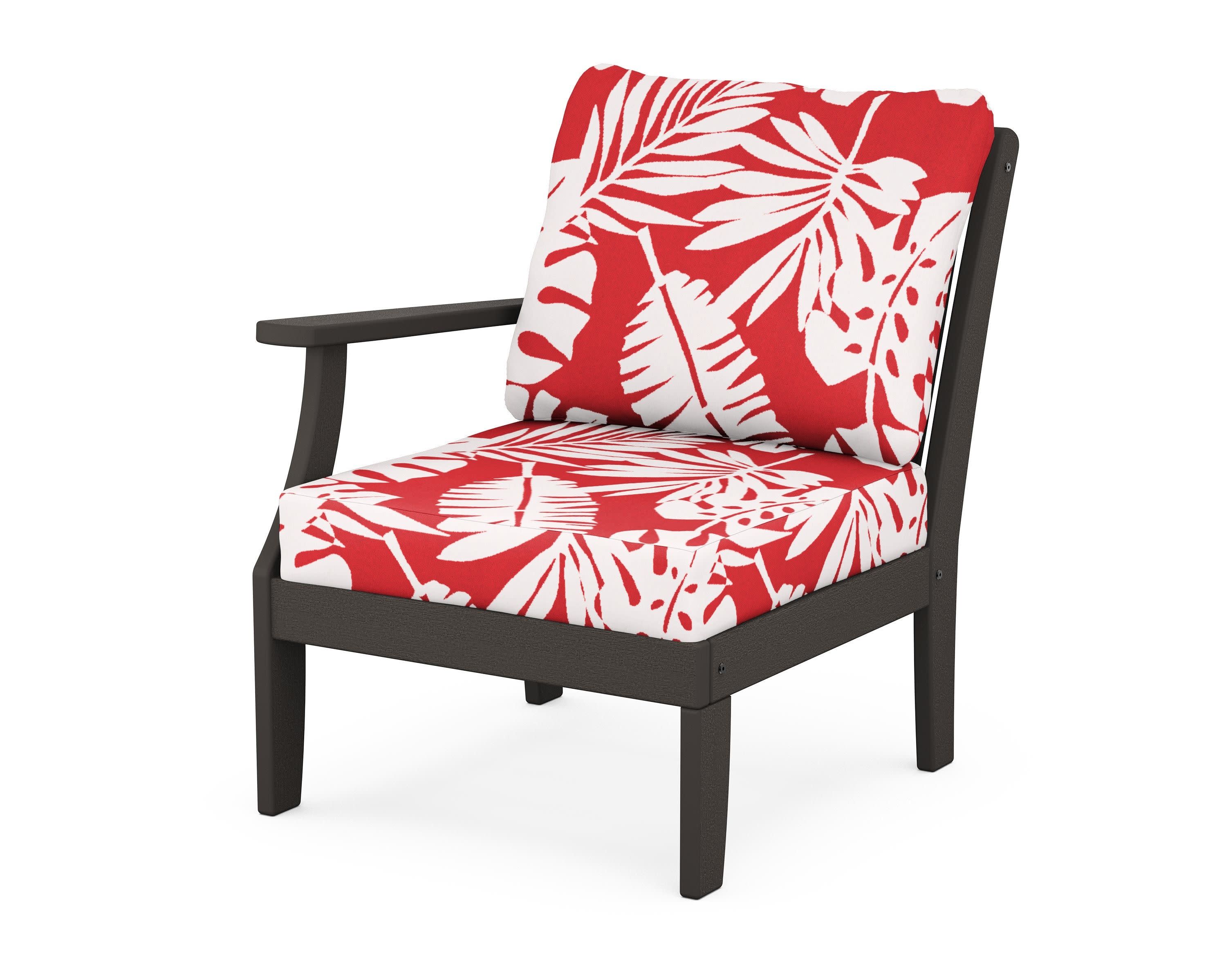Braxton Modular Left Arm Chair in Vintage Coffee / Leaf Crimson