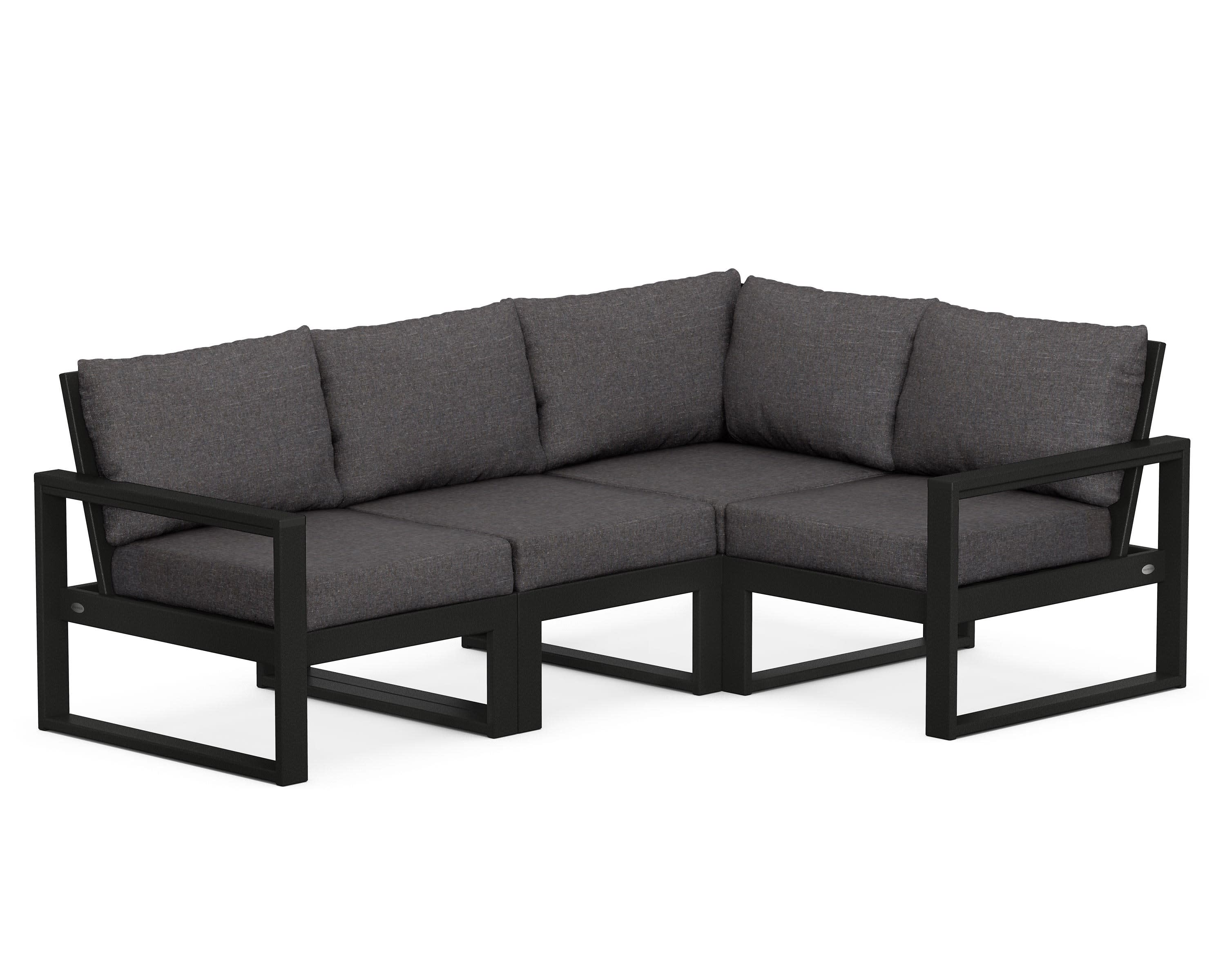 EDGE 4-Piece Modular Deep Seating Set in Black / Ash Charcoal