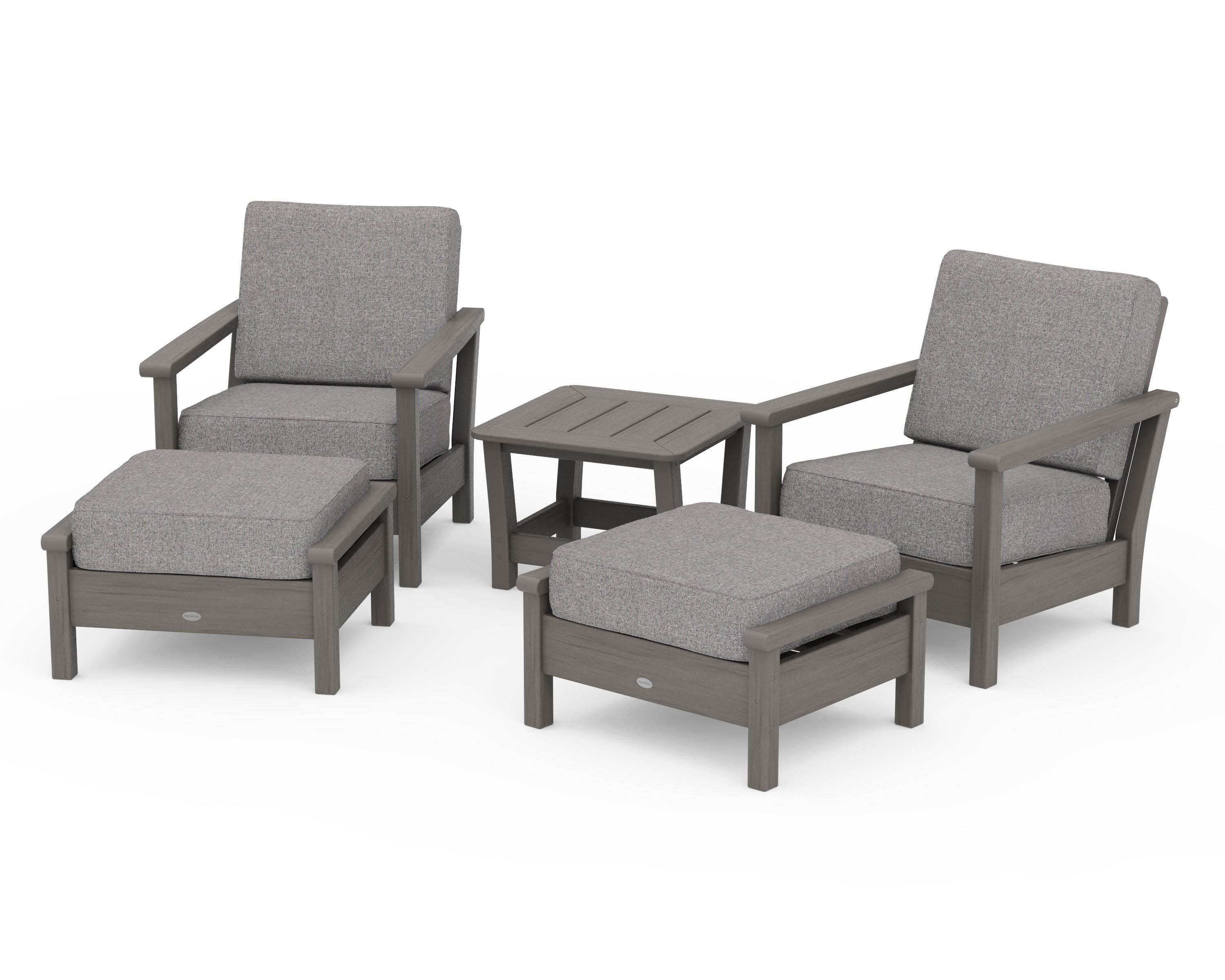 Harbour 5-Piece Deep Seating Chair Set in Driftwood / Grey Mist