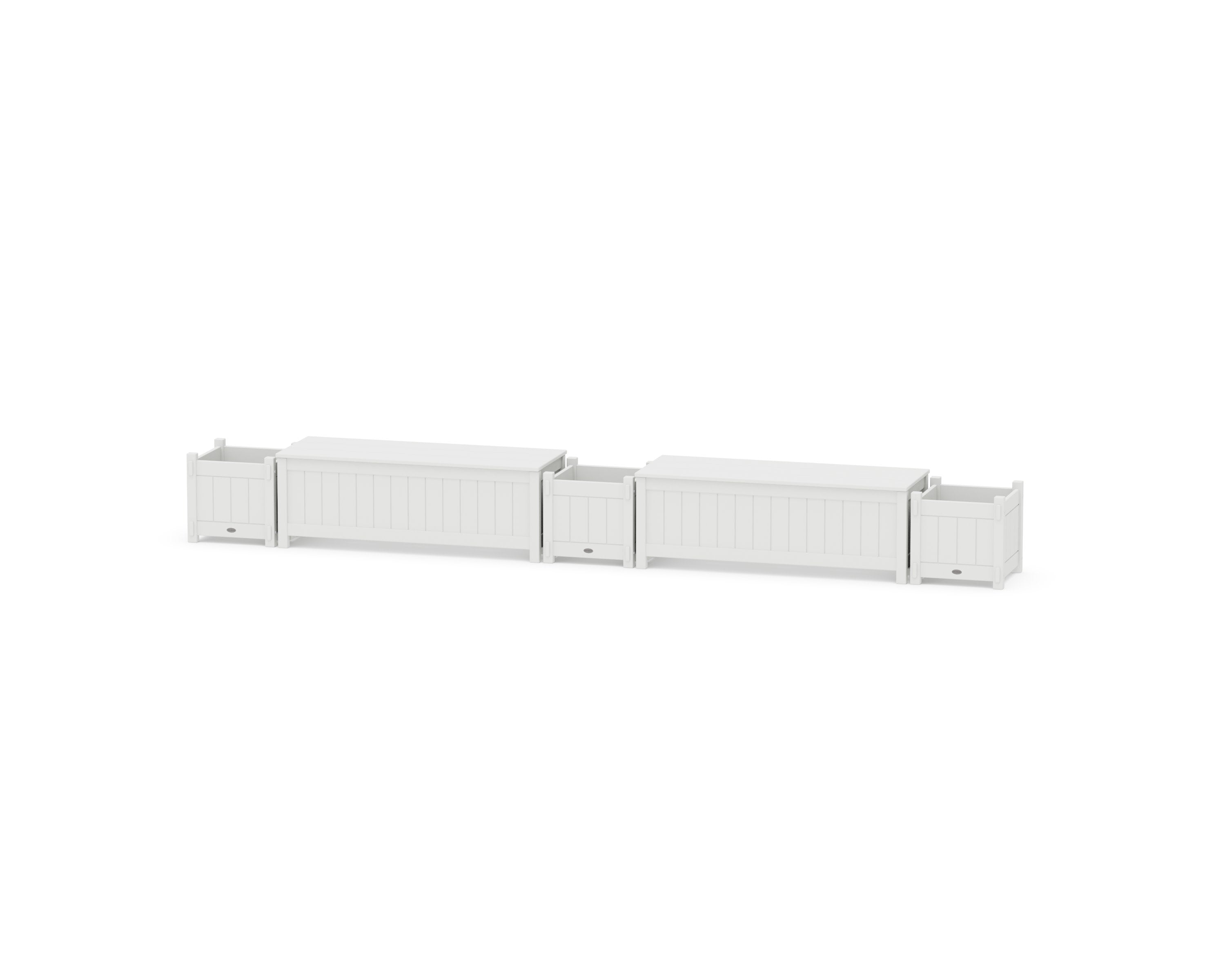 48" Vineyard Straight Double Planter Storage Bench Set in White