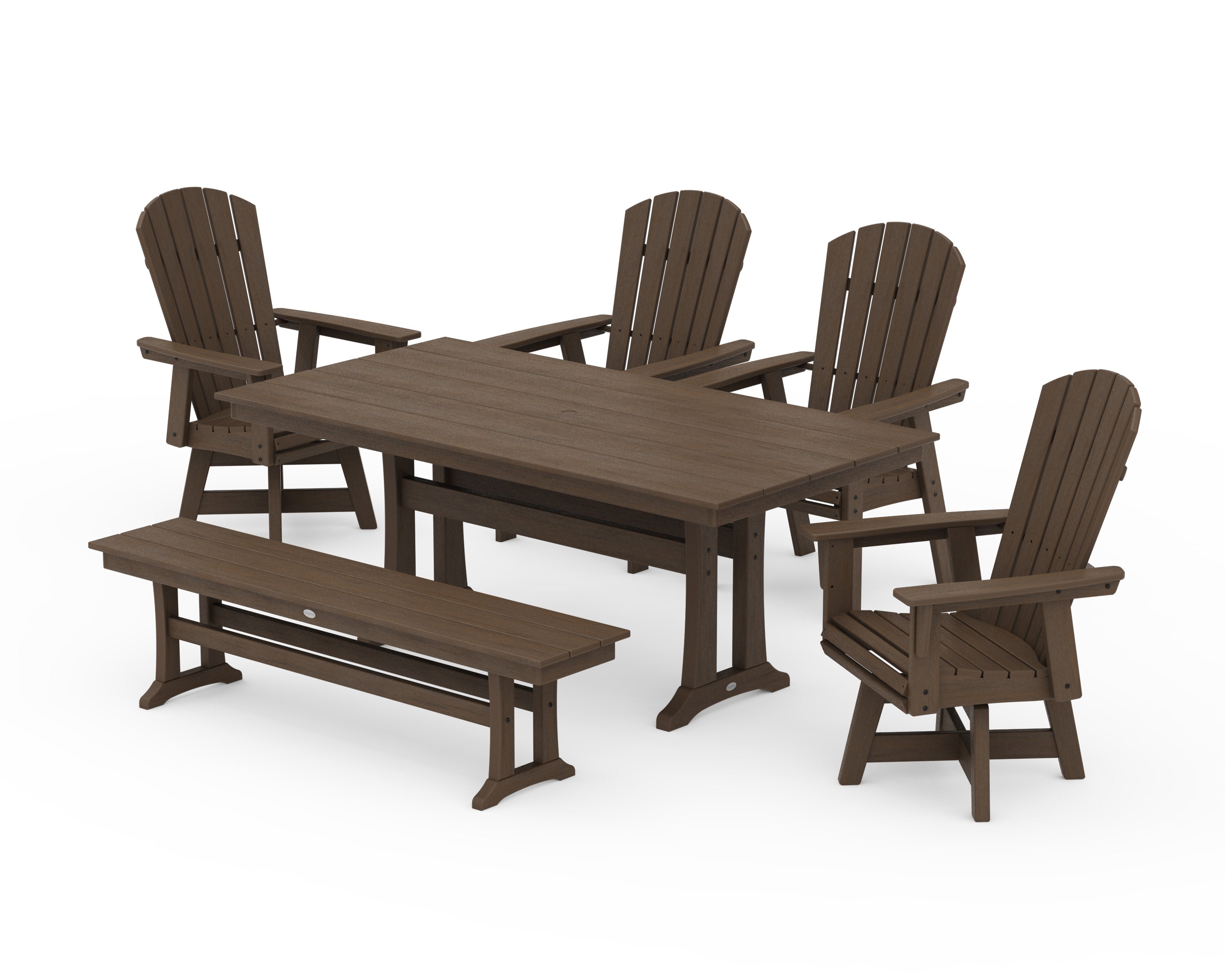 Nautical Adirondack Swivel 6-Piece Farmhouse Dining Set With Trestle Legs in Kona