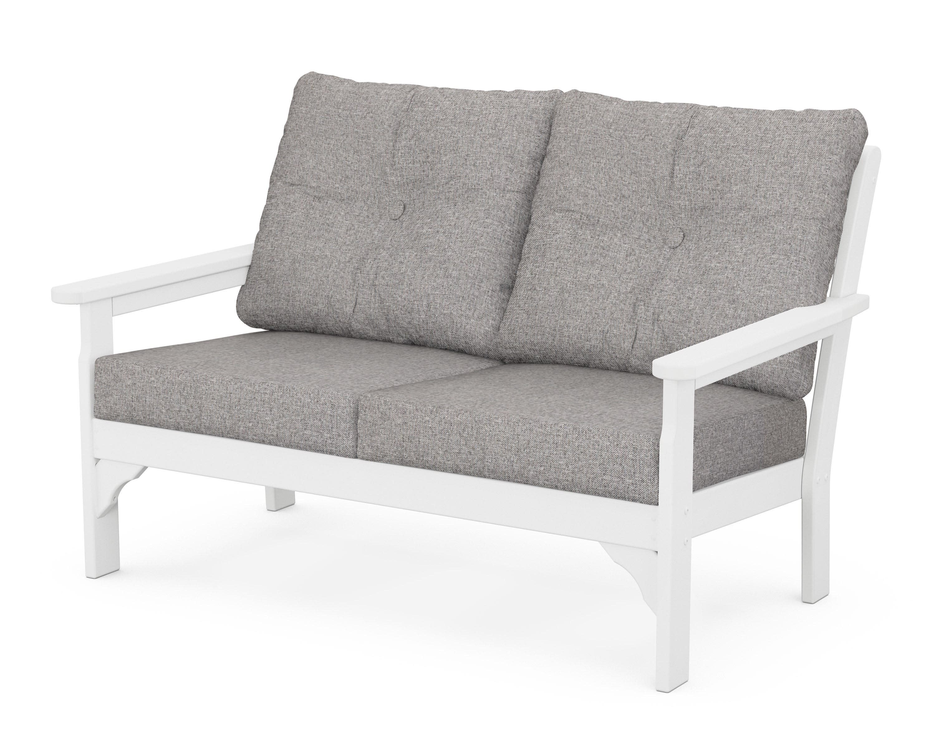 Vineyard Deep Seating Loveseat in White / Grey Mist