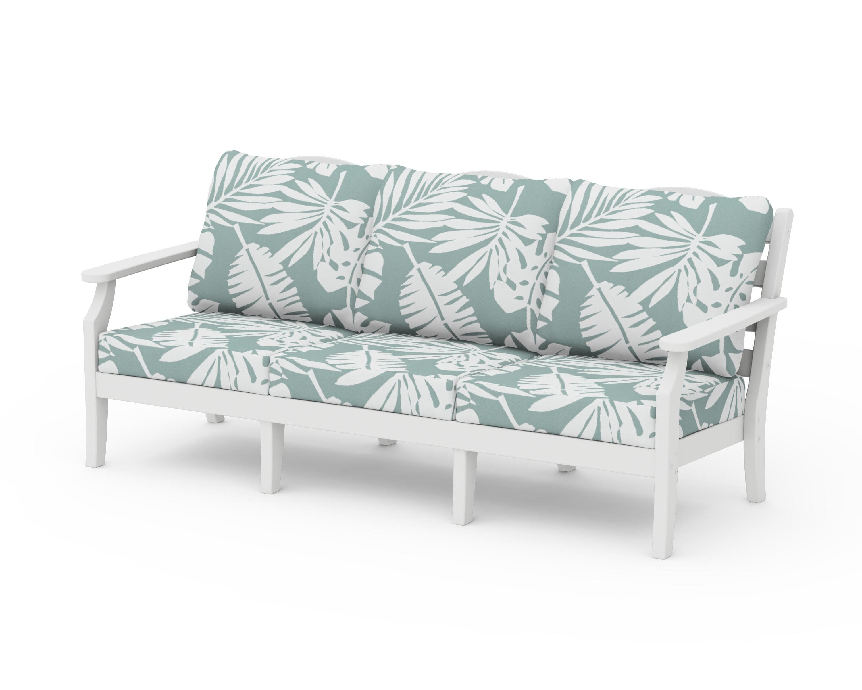 Savannah Deep Seating Sofa in White / Leaf Glacier Spa