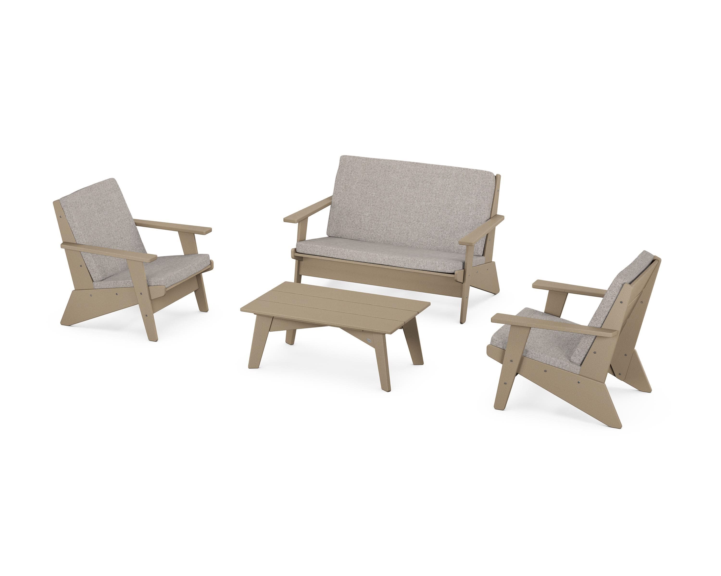 Riviera Modern Lounge 4-Piece Set in Vintage Sahara / Weathered Tweed