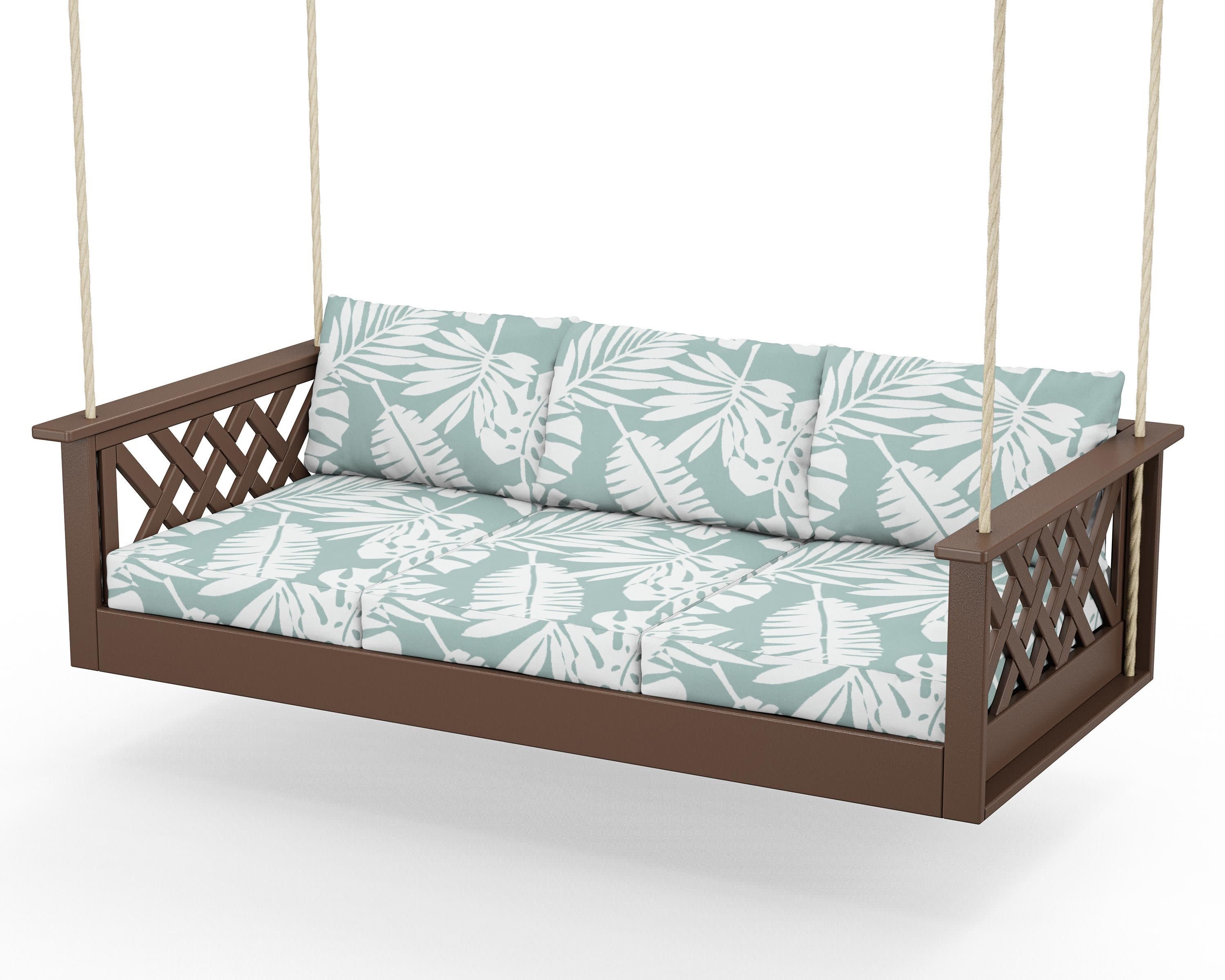 Wovendale Daybed Swing in Mahogany / Leaf Glacier Spa