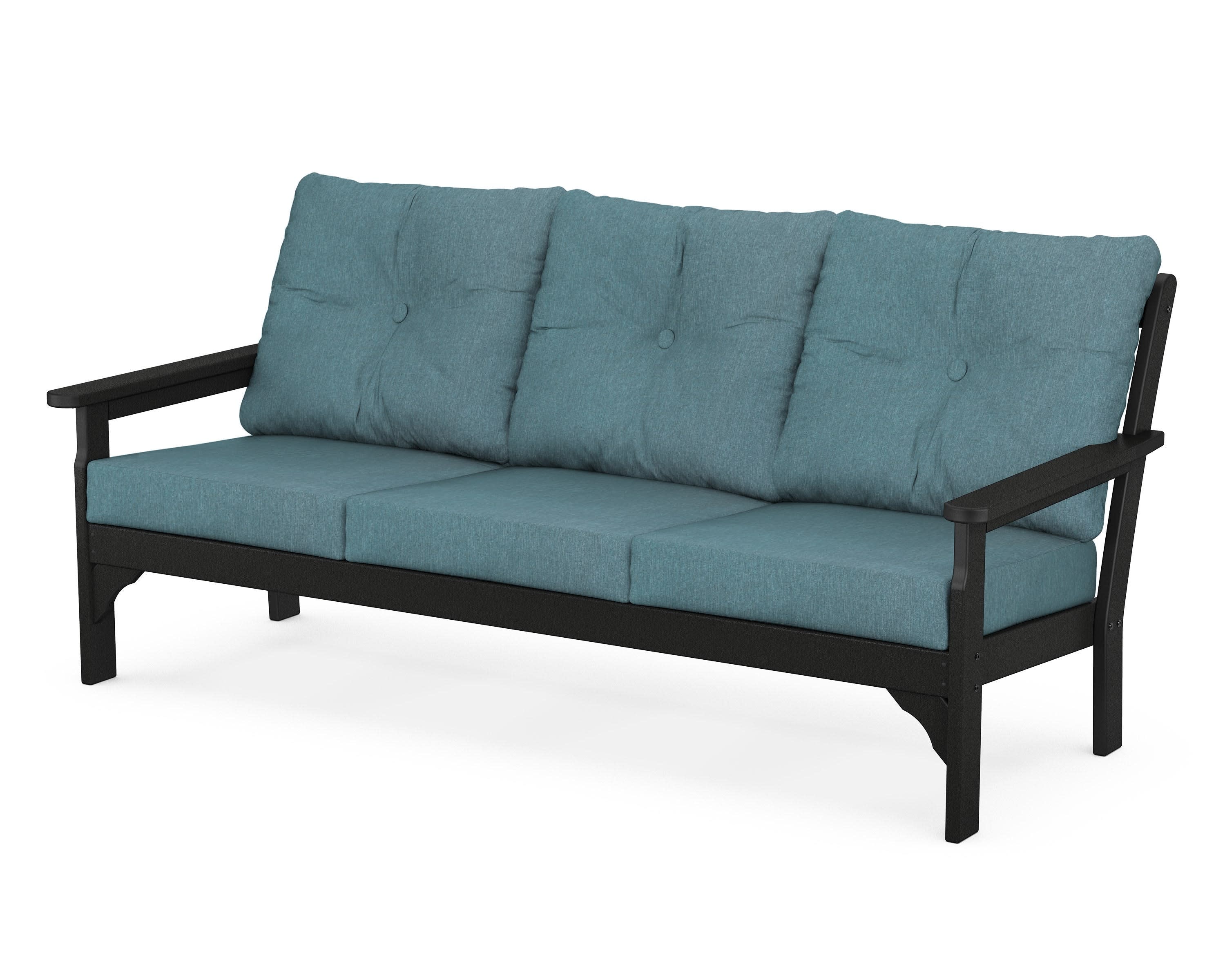 Vineyard Deep Seating Sofa in Black / Ocean Teal