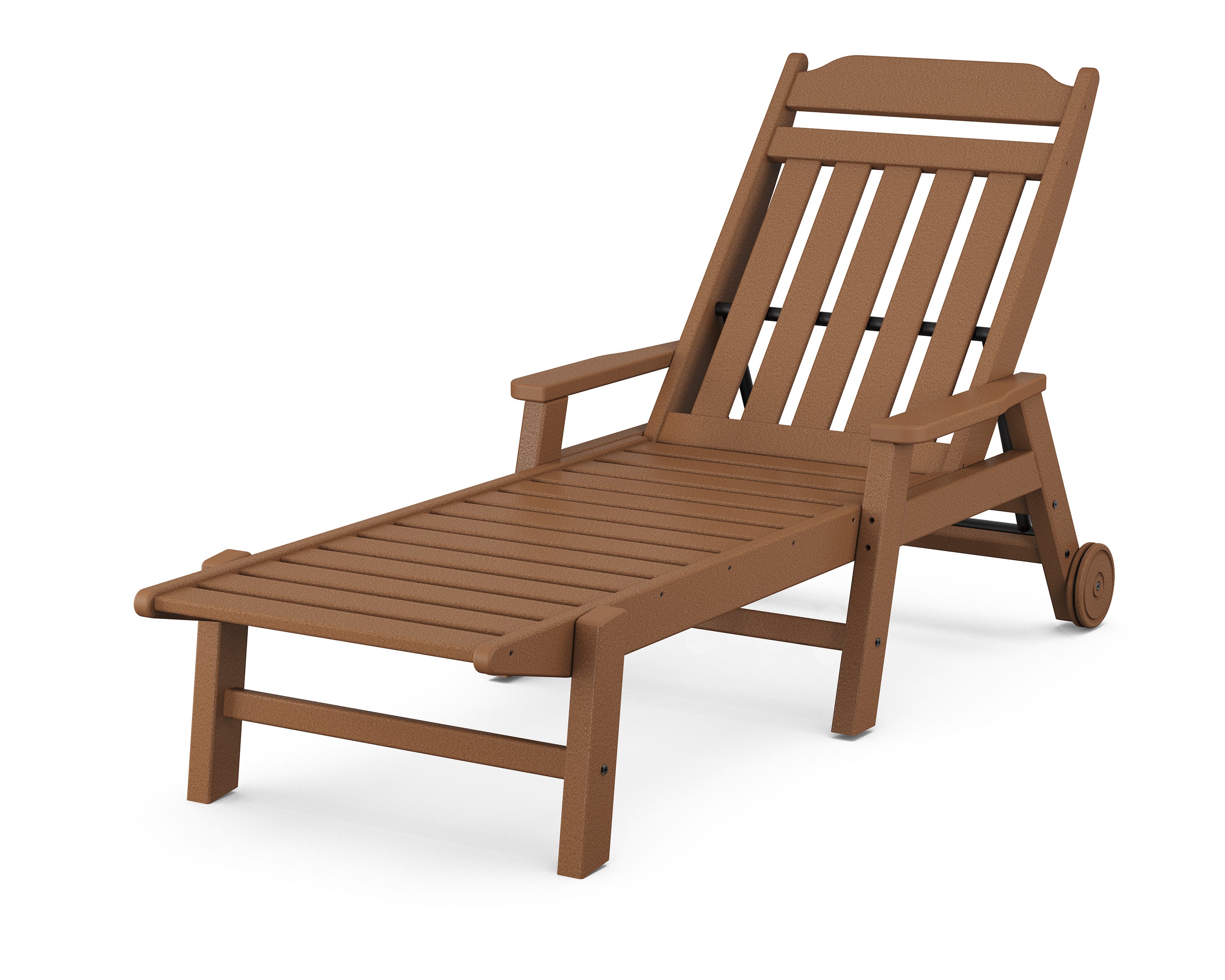 Cottage Chaise with Arms and Wheels in Teak