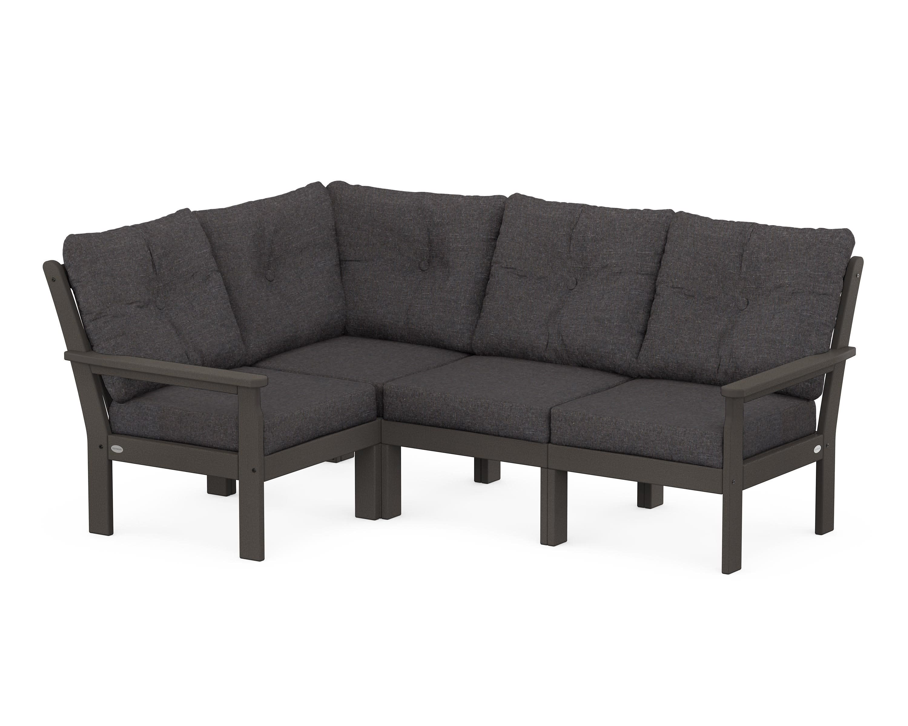Vineyard 4-Piece Sectional in Vintage Coffee / Ash Charcoal