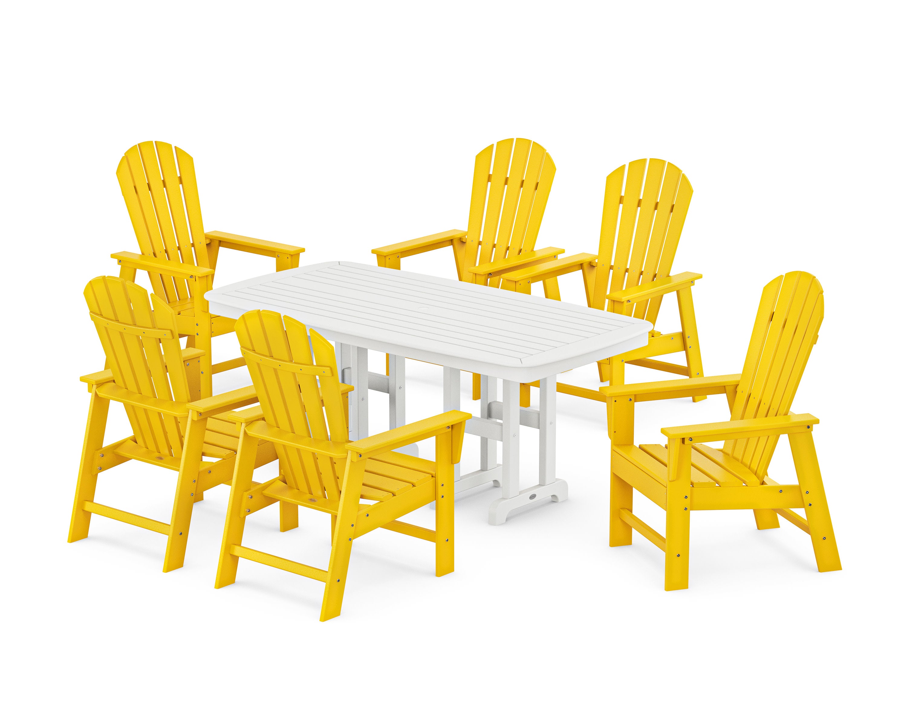 South Beach 7-Piece Dining Set in Lemon / White