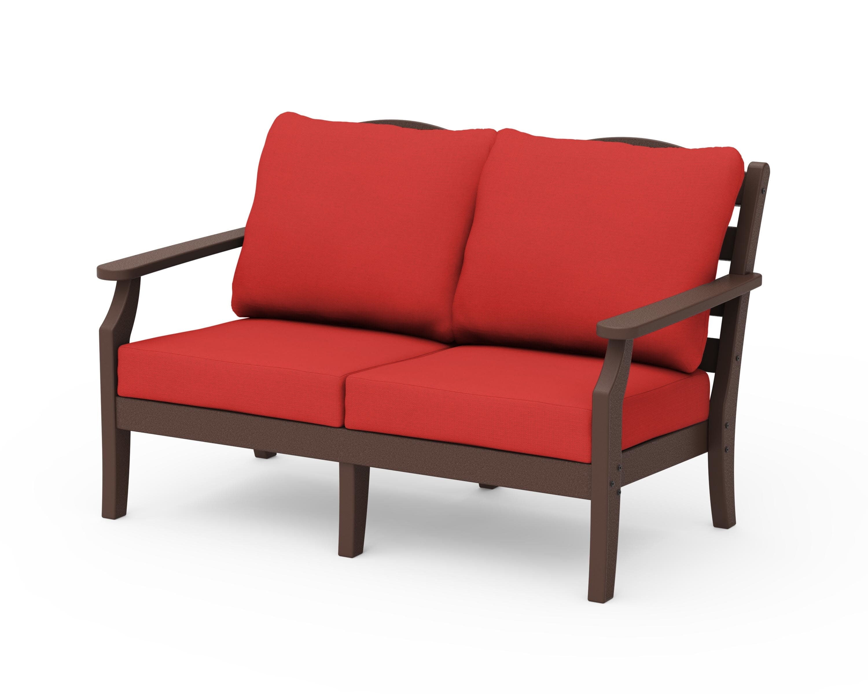 Savannah Deep Seating Loveseat in Mahogany / Crimson Linen