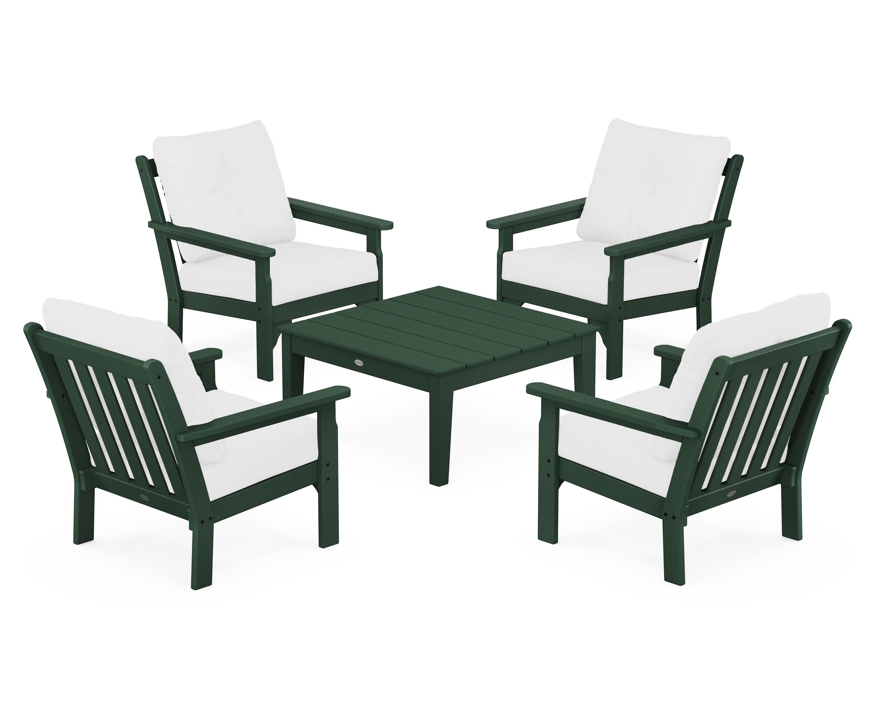 Vineyard 5-Piece Deep Seating Conversation Set in Green / Natural